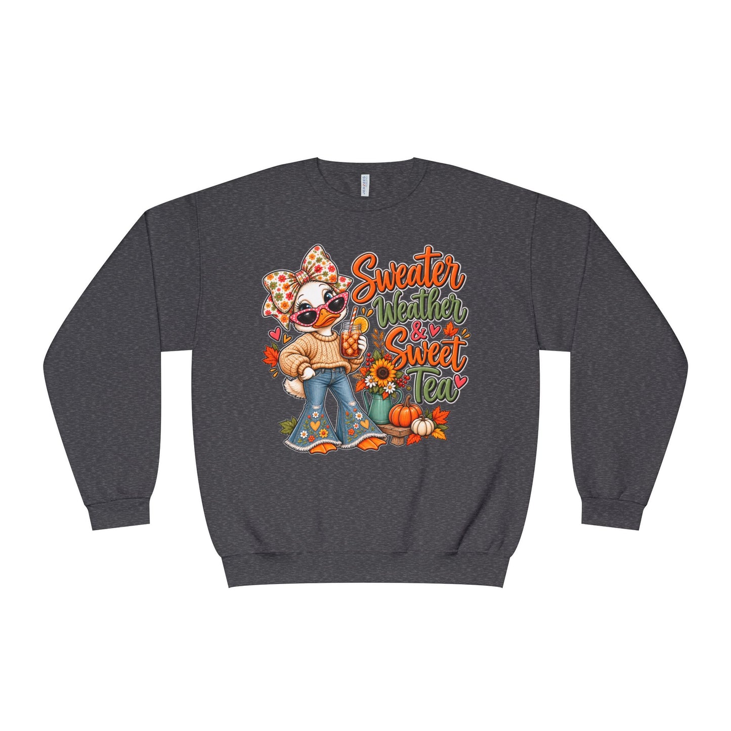 Fall Sweater Weather Crewneck Sweatshirt – Cute Pumpkin & Sunflower Graphic
