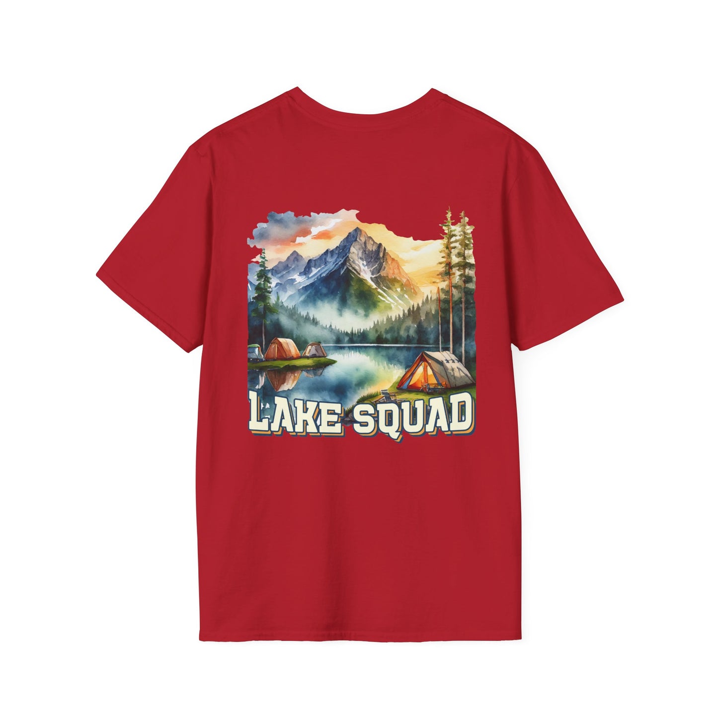 Lake Squad Camping T-Shirt — Scenic Mountain & Tent Outdoors Tee