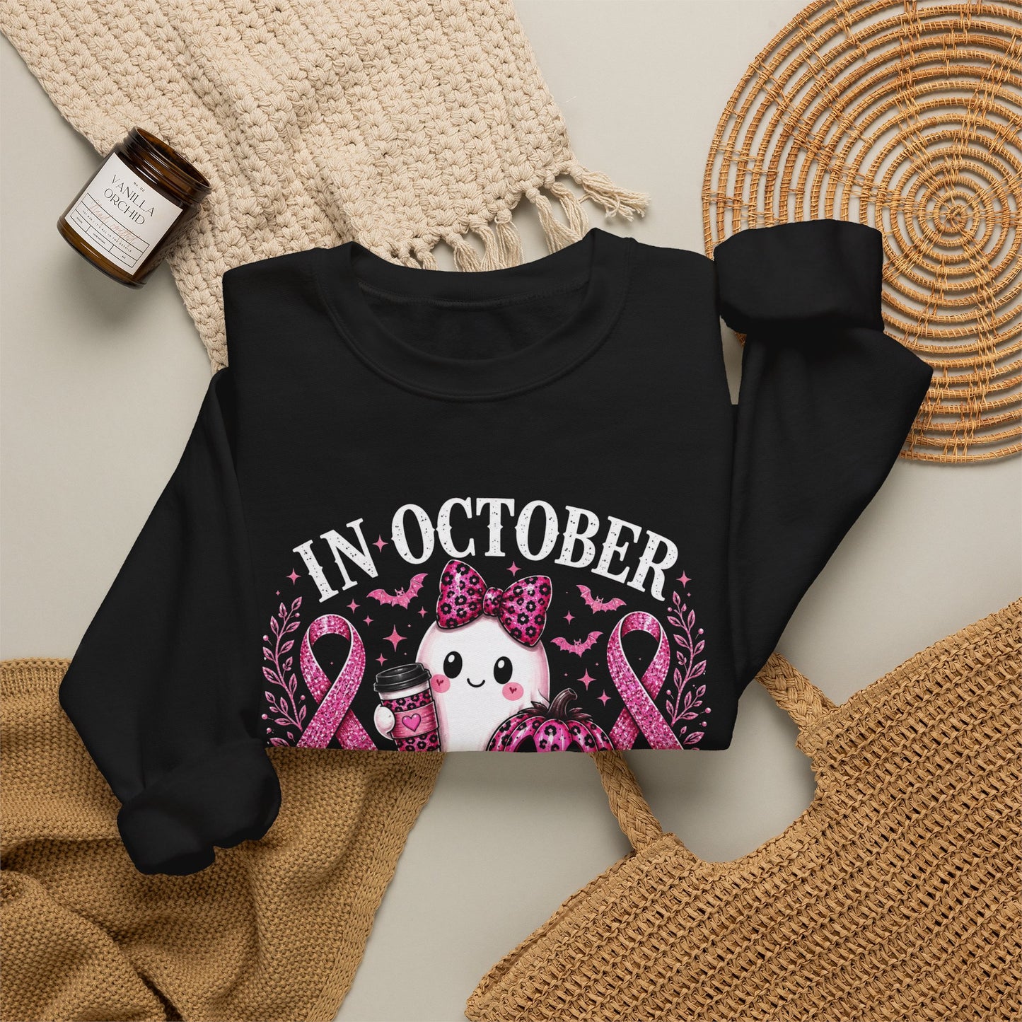 Breast Cancer Awareness Sweatshirt — "In October We Wear Pink" Cute Unicorn Design