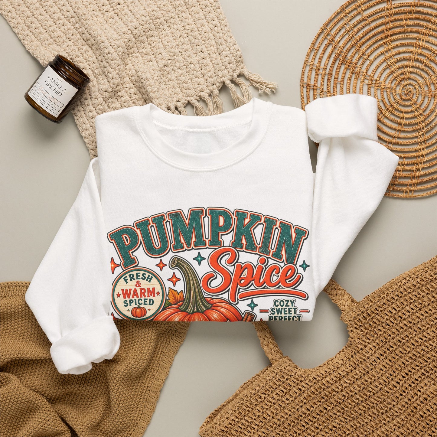Pumpkin Spice Fall Sweatshirt — Cozy Pumpkin Latte Autumn Graphic