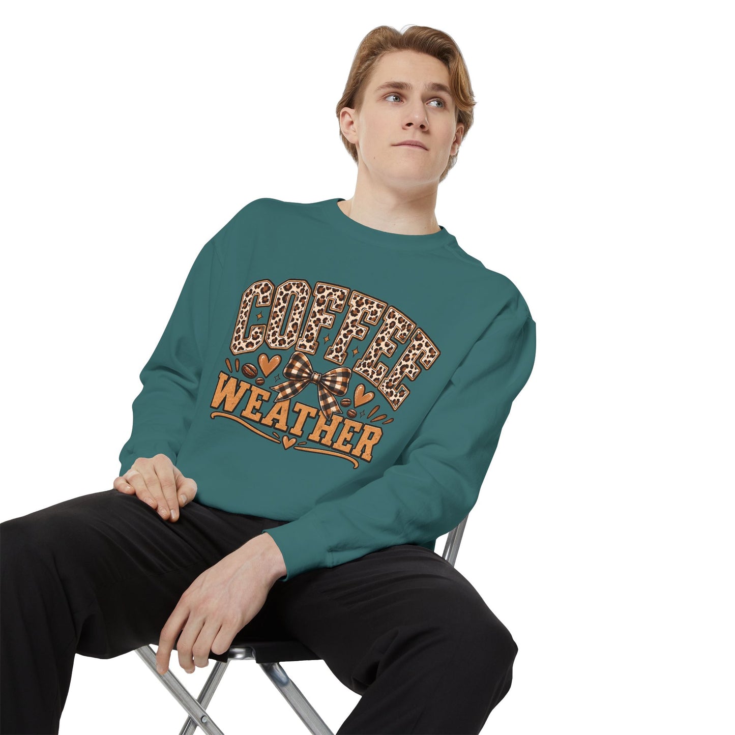 Coffee Weather Sweatshirt | Leopard Print, Hearts, Cozy Fall Tee