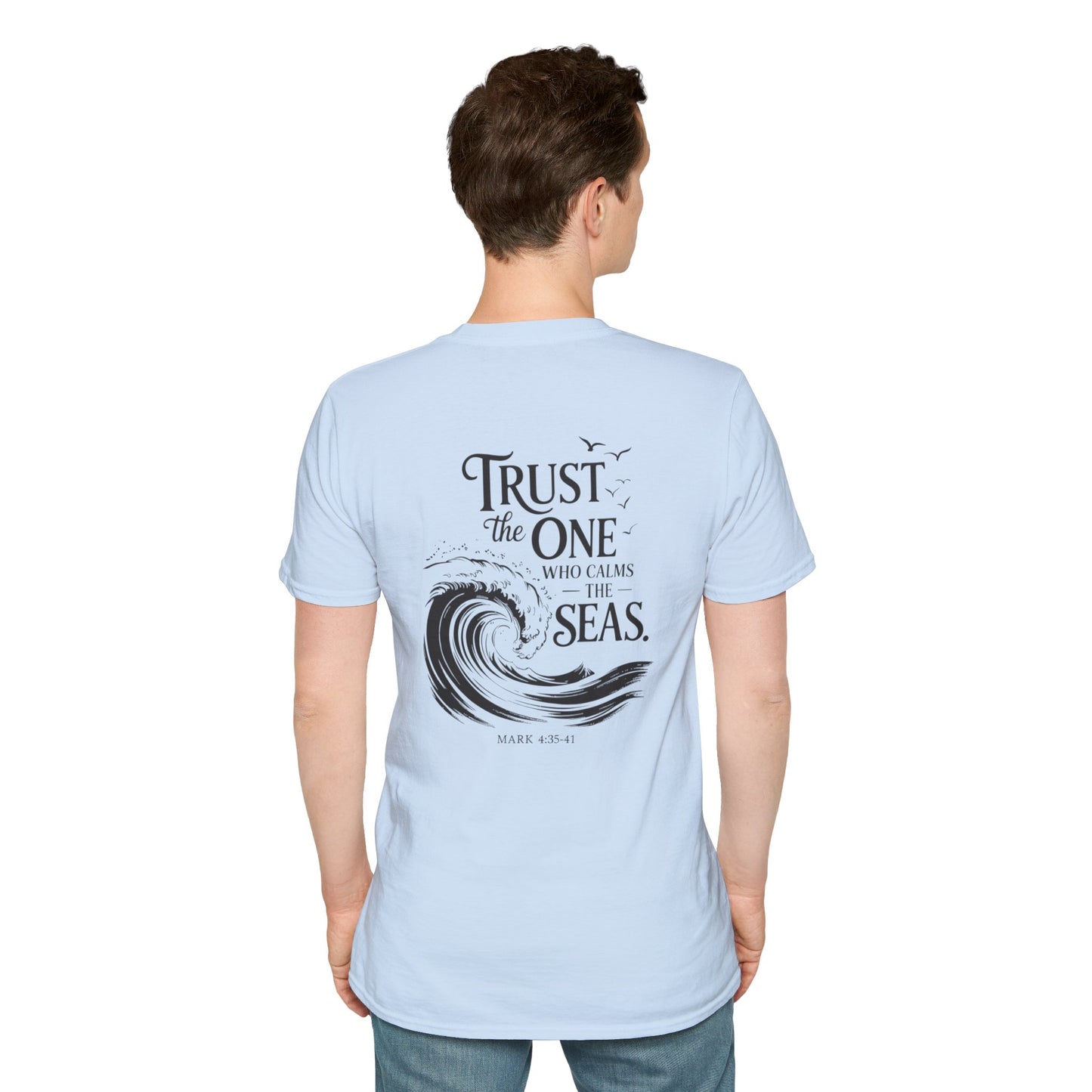 Embroidered Heart & Cross T-Shirt — Minimalist Christian Faith Tee