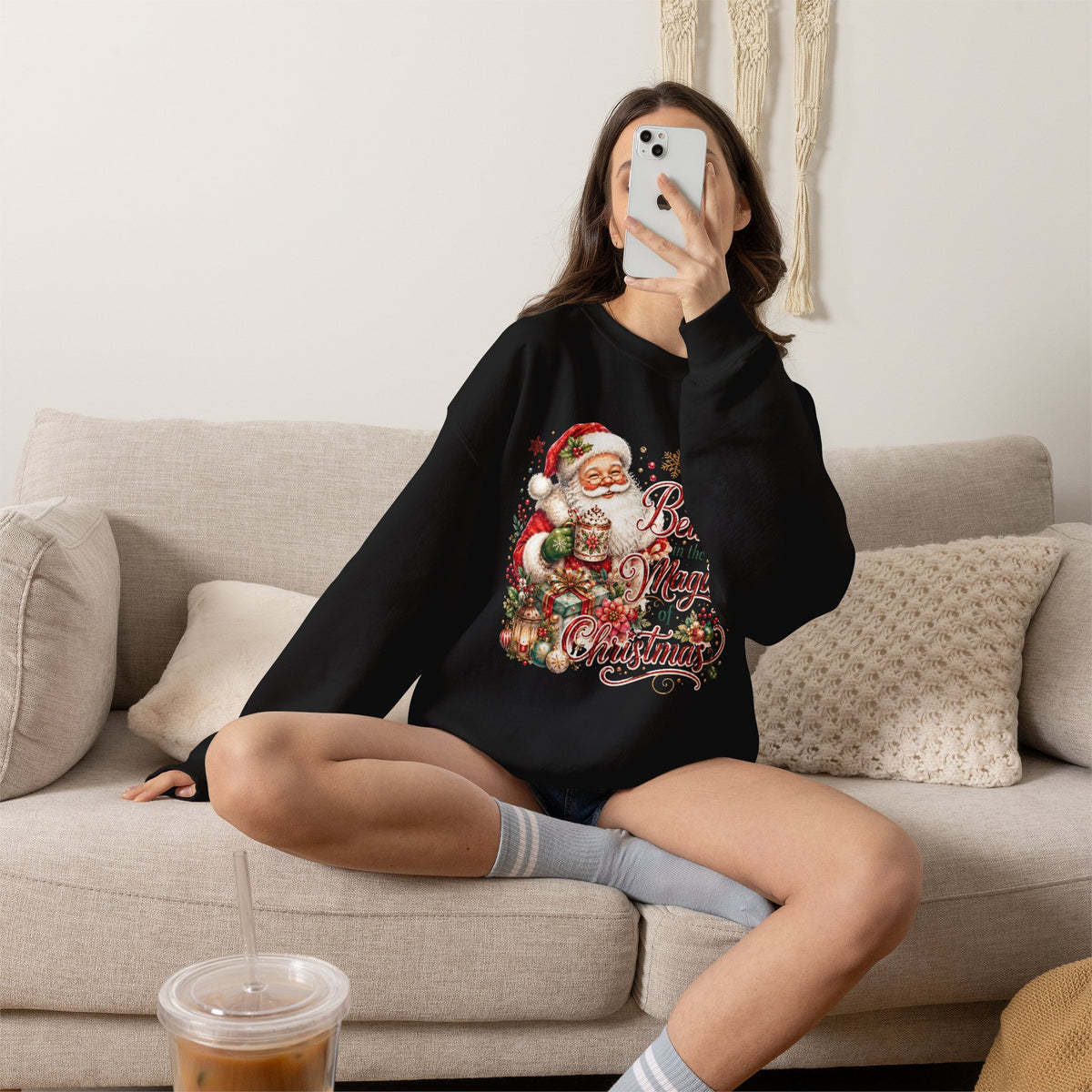 Believe in the Magic of Christmas Sweatshirt | Vintage Santa Christmas Crewneck for Women
