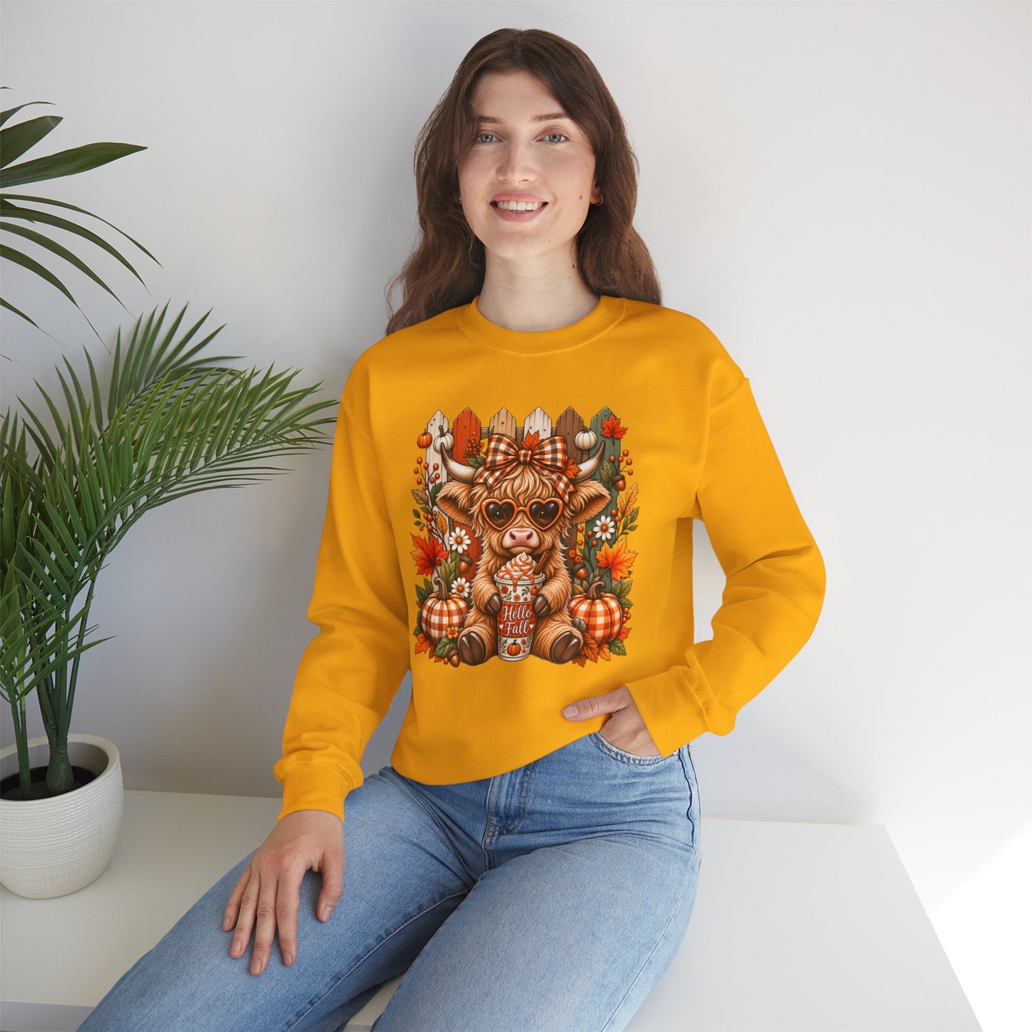 Cute Fall Cow Pumpkin Patch Sweatshirt — Cozy Autumn Crewneck