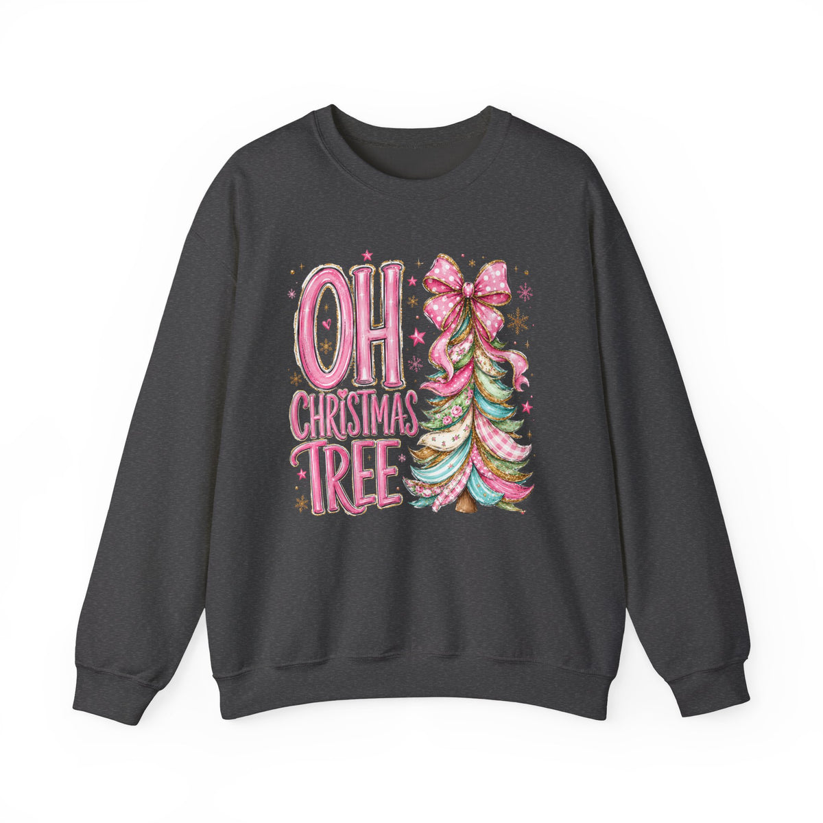 Oh Christmas Tree Sweatshirt | Pink Bow Christmas Crewneck for Women | Girly Holiday Graphic Sweatshirt