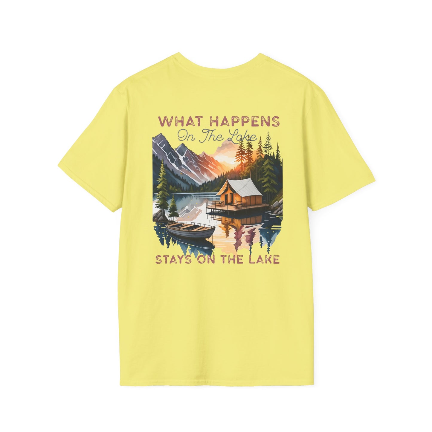 What Happens at the Lake Stays at the Lake T-Shirt — Funny Lake Life Tee for Boat Days & Getaways
