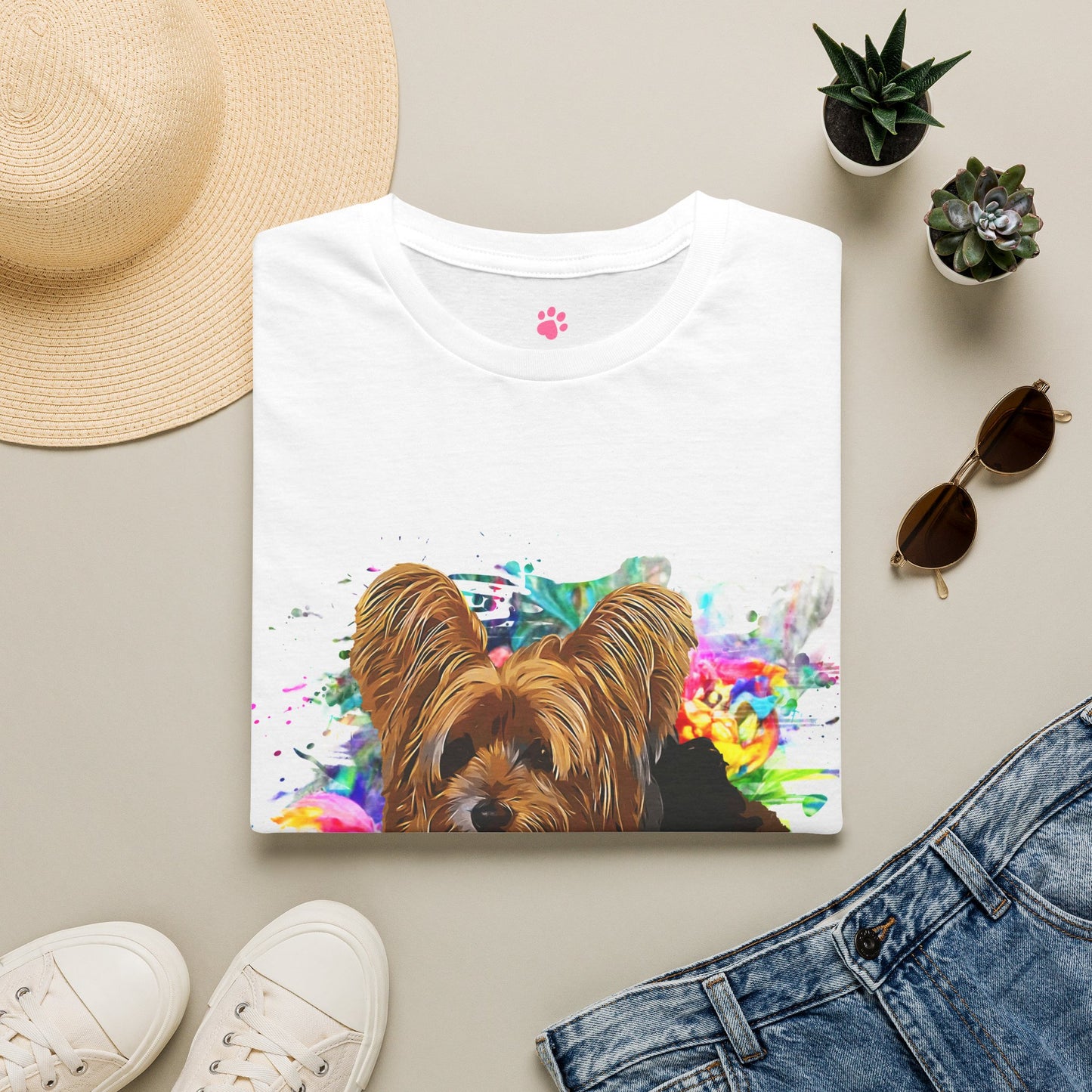 Yorkshire Terrier Art T-Shirt — Colorful Watercolor Yorkie Tee