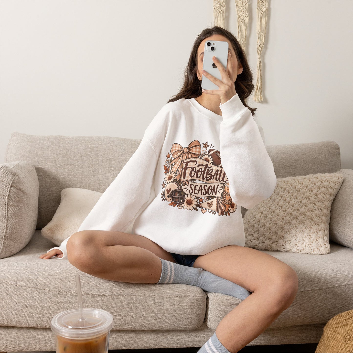 Football Season Crewneck Sweatshirt — Autumn Tailgate Graphic