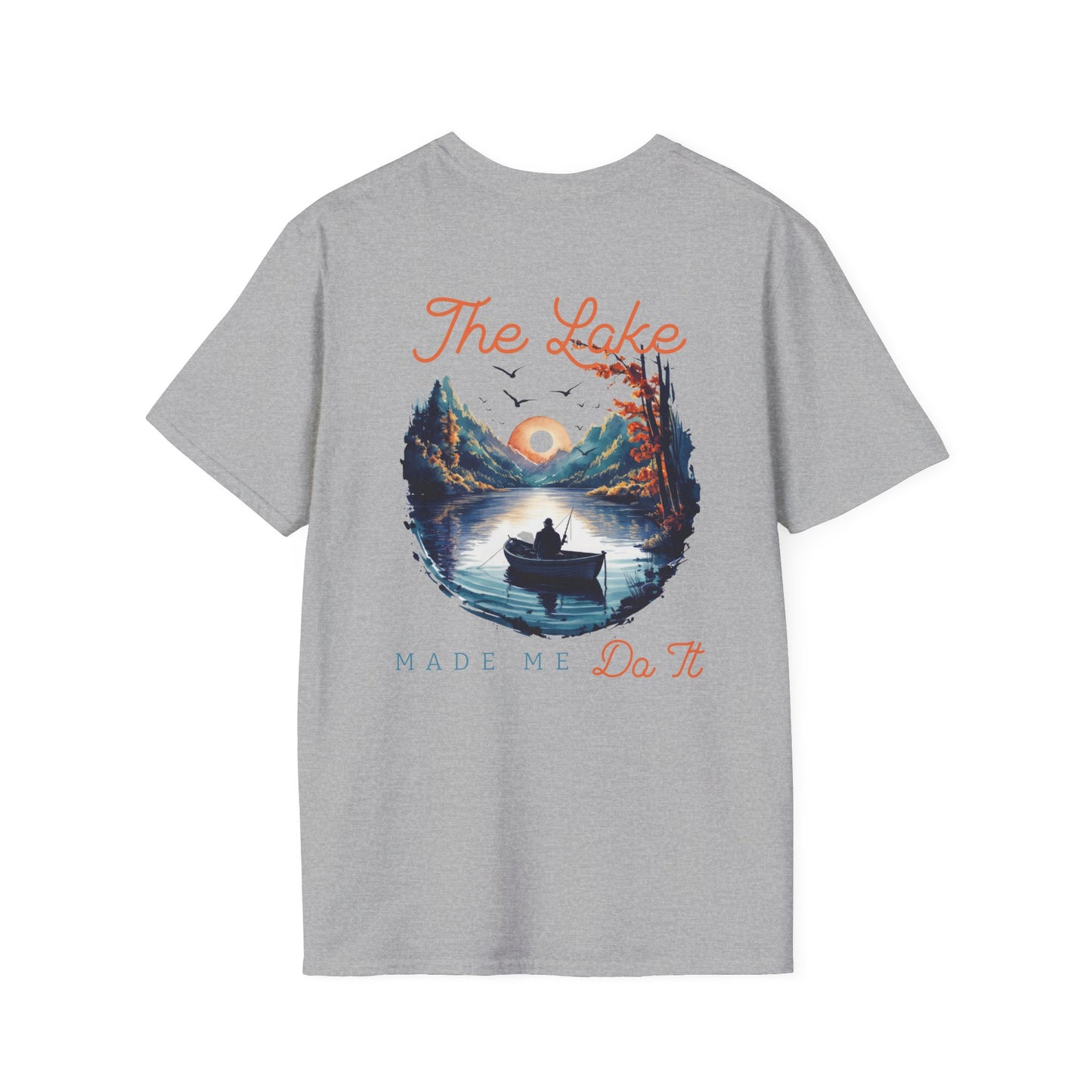 The Lake Made Me Do It Fishing Tee — Sunset Boat Graphic T-Shirt