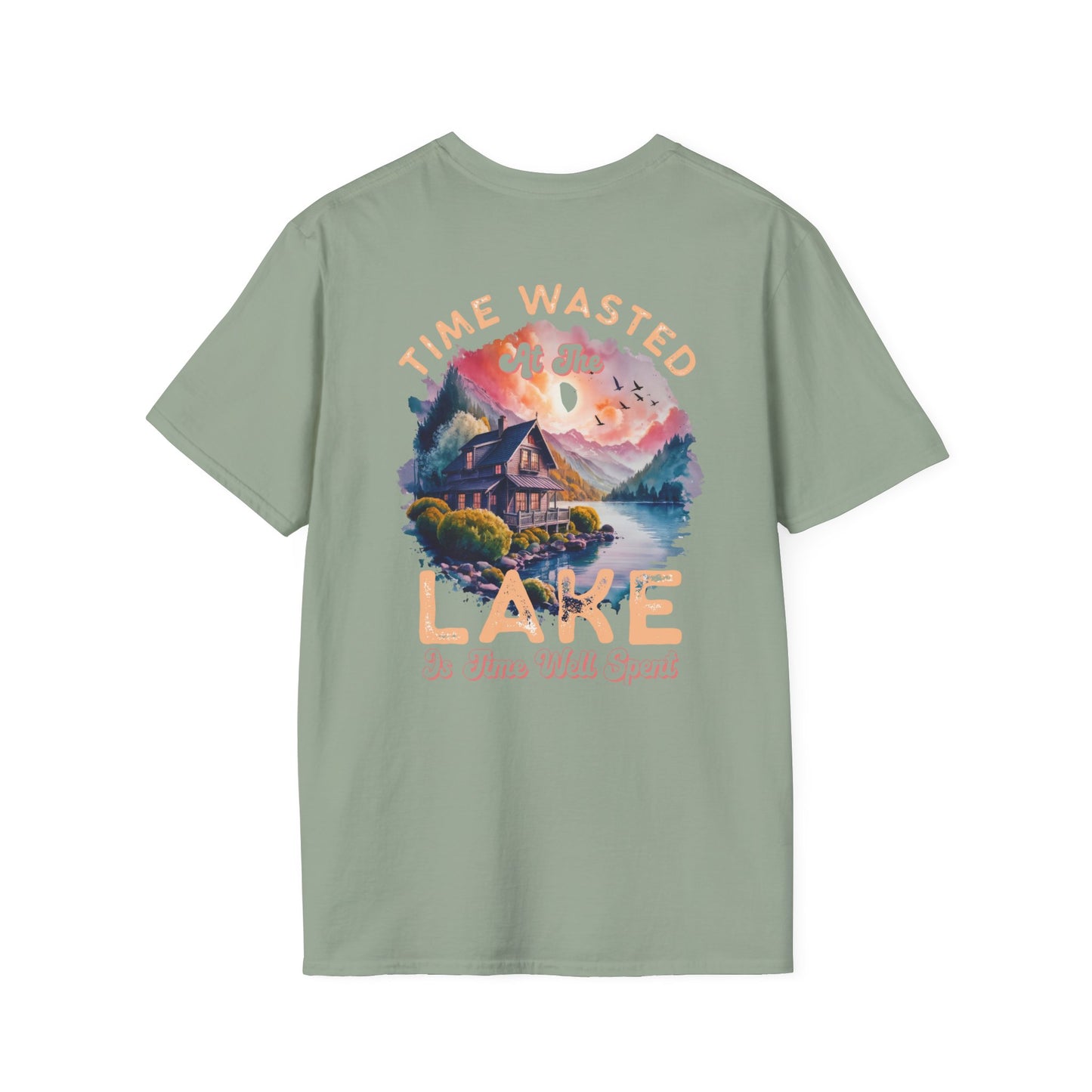 Lake Cabin T-Shirt — "Time Wasted at the Lake Is Time Well Spent"