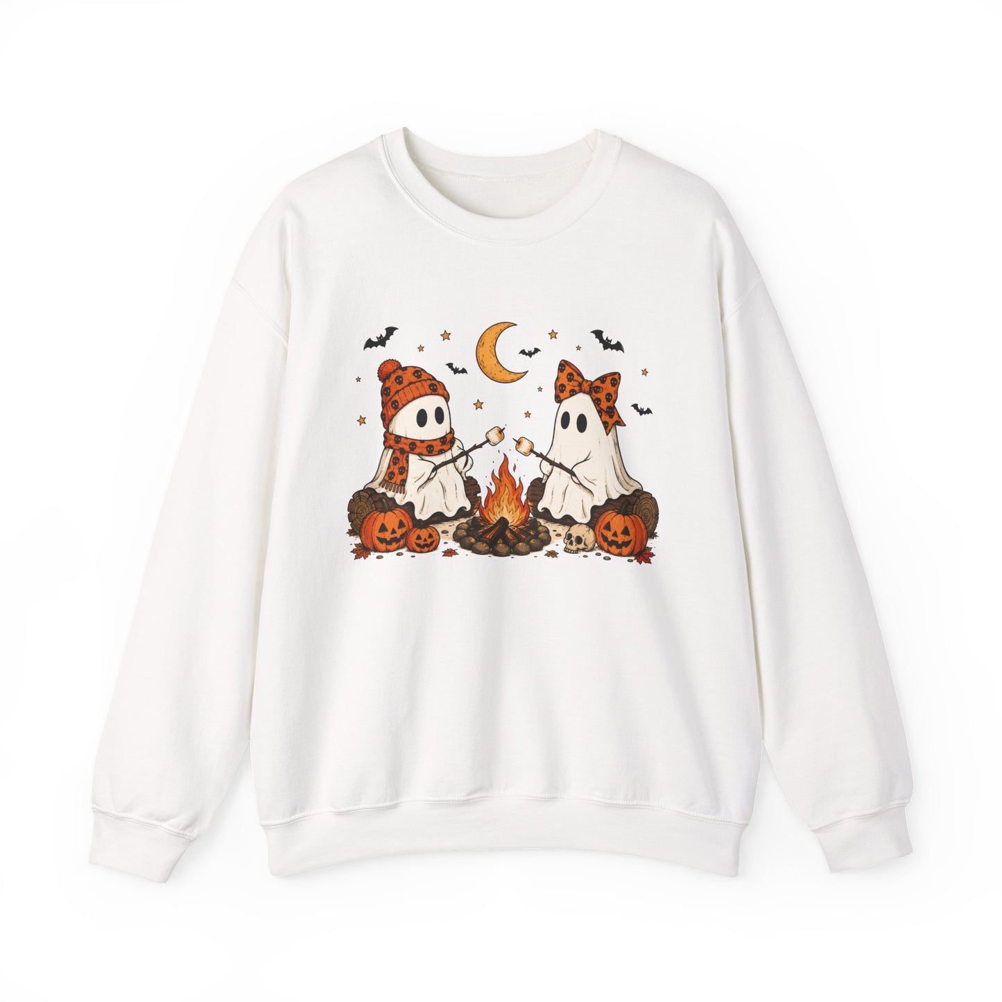 Halloween Ghost Campfire Sweatshirt – Cute Spooky Pumpkin Graphic Crewneck