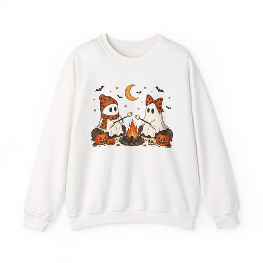 Halloween Ghost Campfire Sweatshirt – Cute Spooky Pumpkin Graphic Crewneck