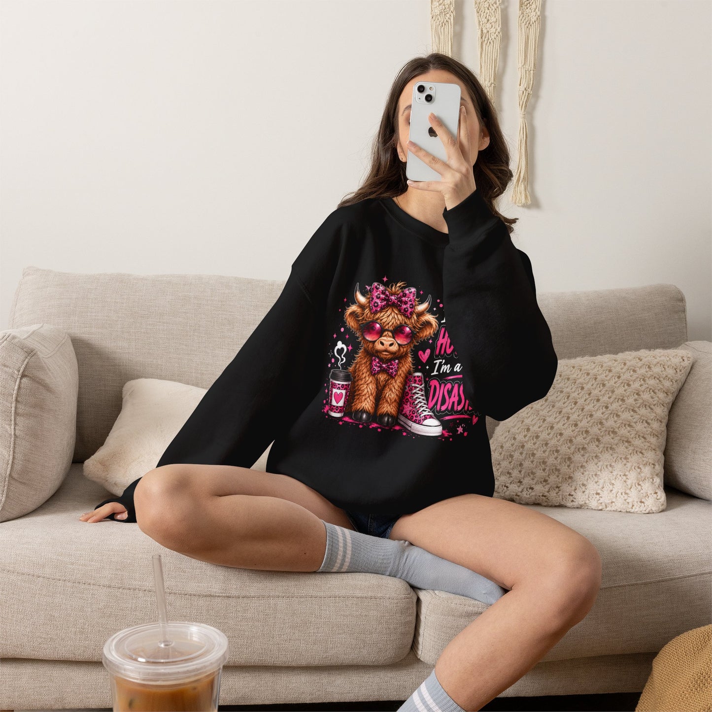 Spicy Disaster Dog Crewneck Sweatshirt — “I’m not a hot mess, I’m a spicy disaster” Graphic Sweatshirt