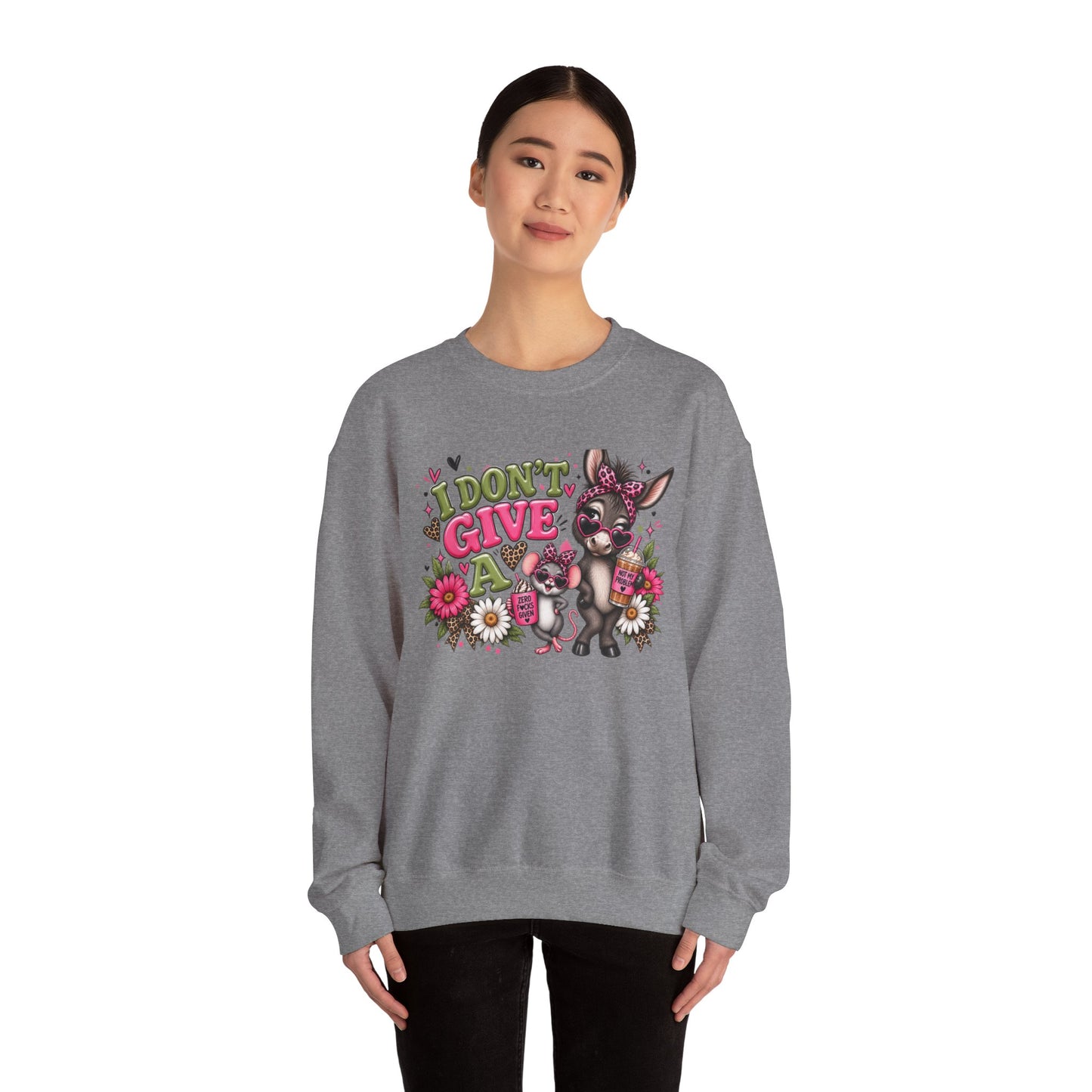 Cute Don’t Give A — Mouse & Donkey Graphic Sweatshirt