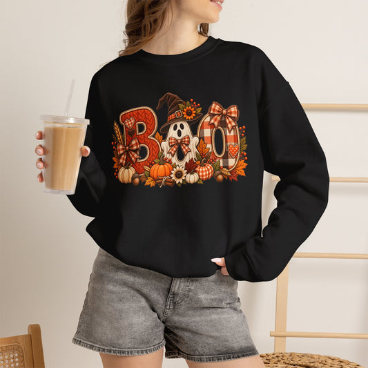 Halloween 'Boo' Crewneck Sweatshirt — Cute Autumn Ghost Pumpkin Design