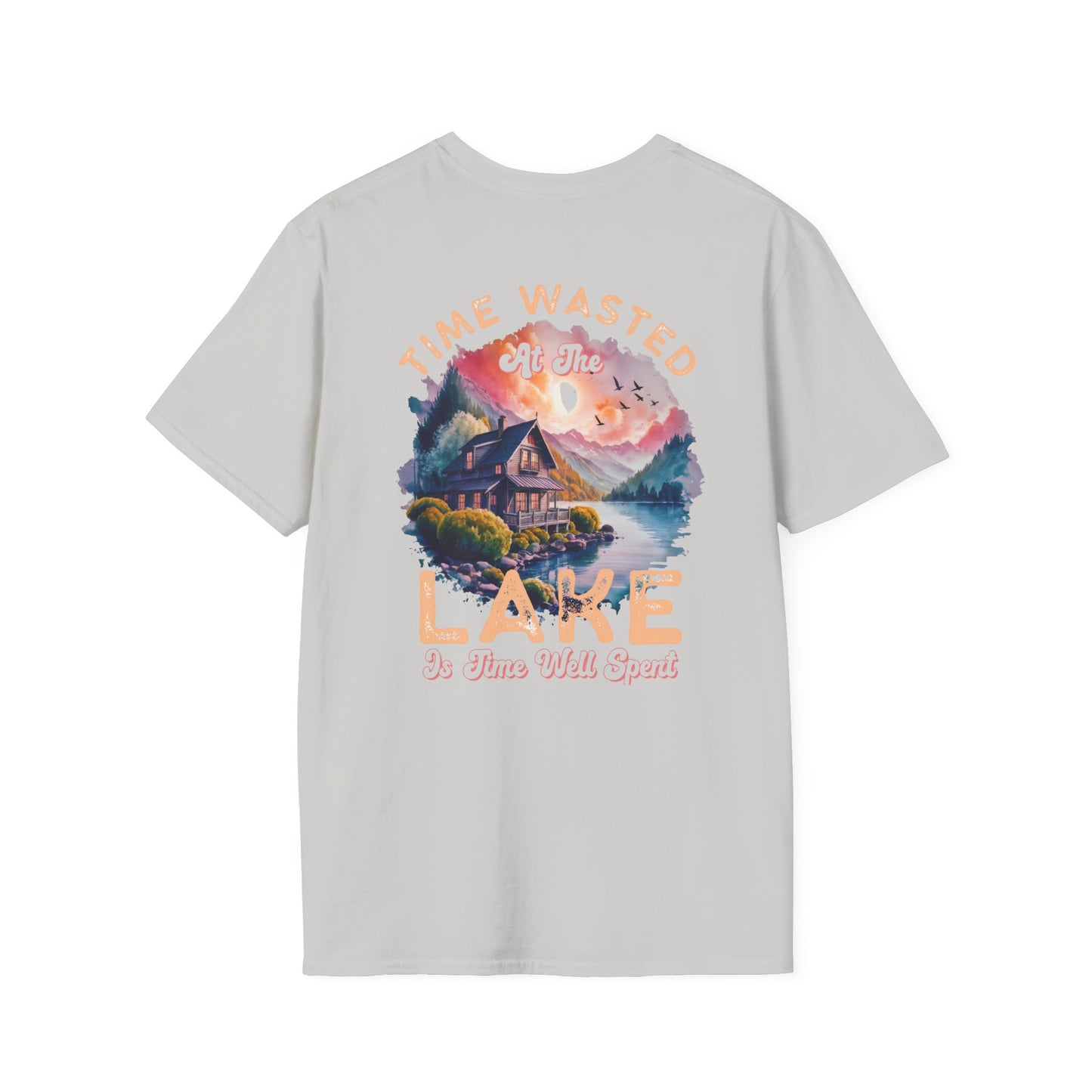 Lake Cabin T-Shirt — "Time Wasted at the Lake Is Time Well Spent"