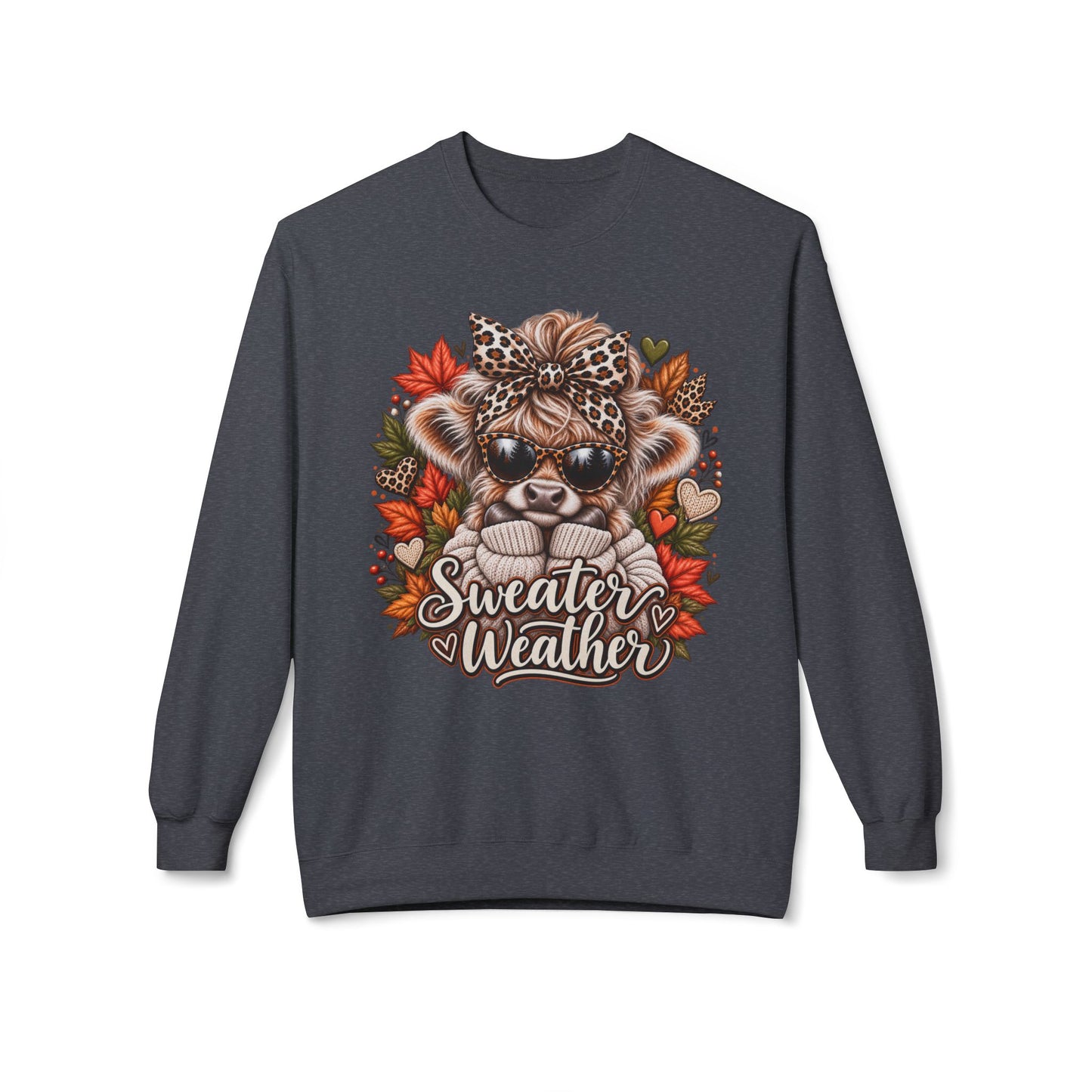 Sweater Weather Bear Crewneck Sweatshirt | Autumn Leaves, Leopard Headband
