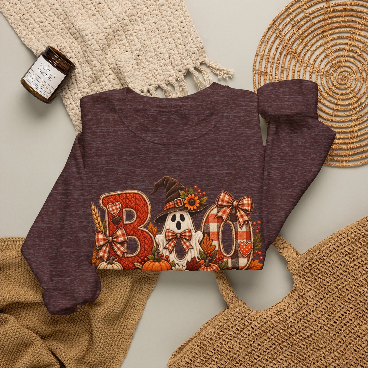 Halloween 'Boo' Crewneck Sweatshirt — Cute Autumn Ghost Pumpkin Design