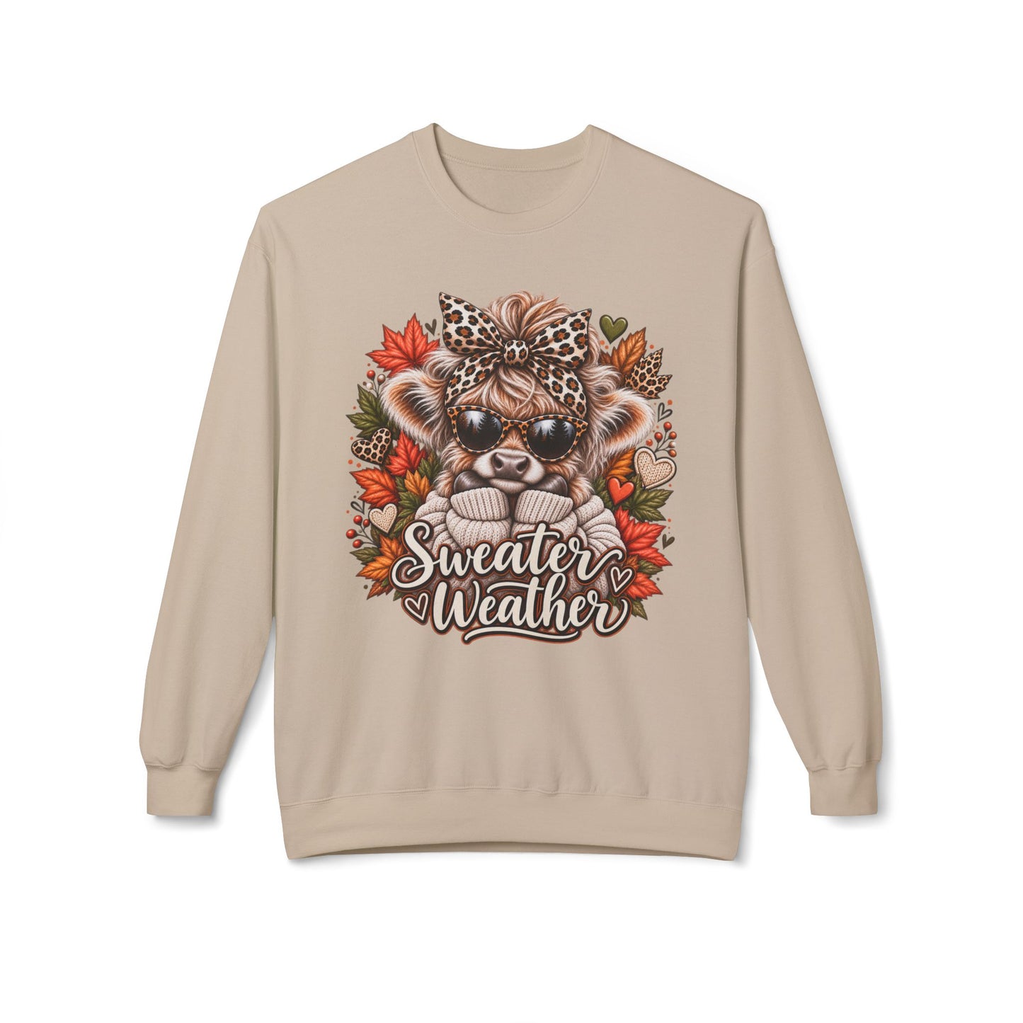 Sweater Weather Bear Crewneck Sweatshirt | Autumn Leaves, Leopard Headband