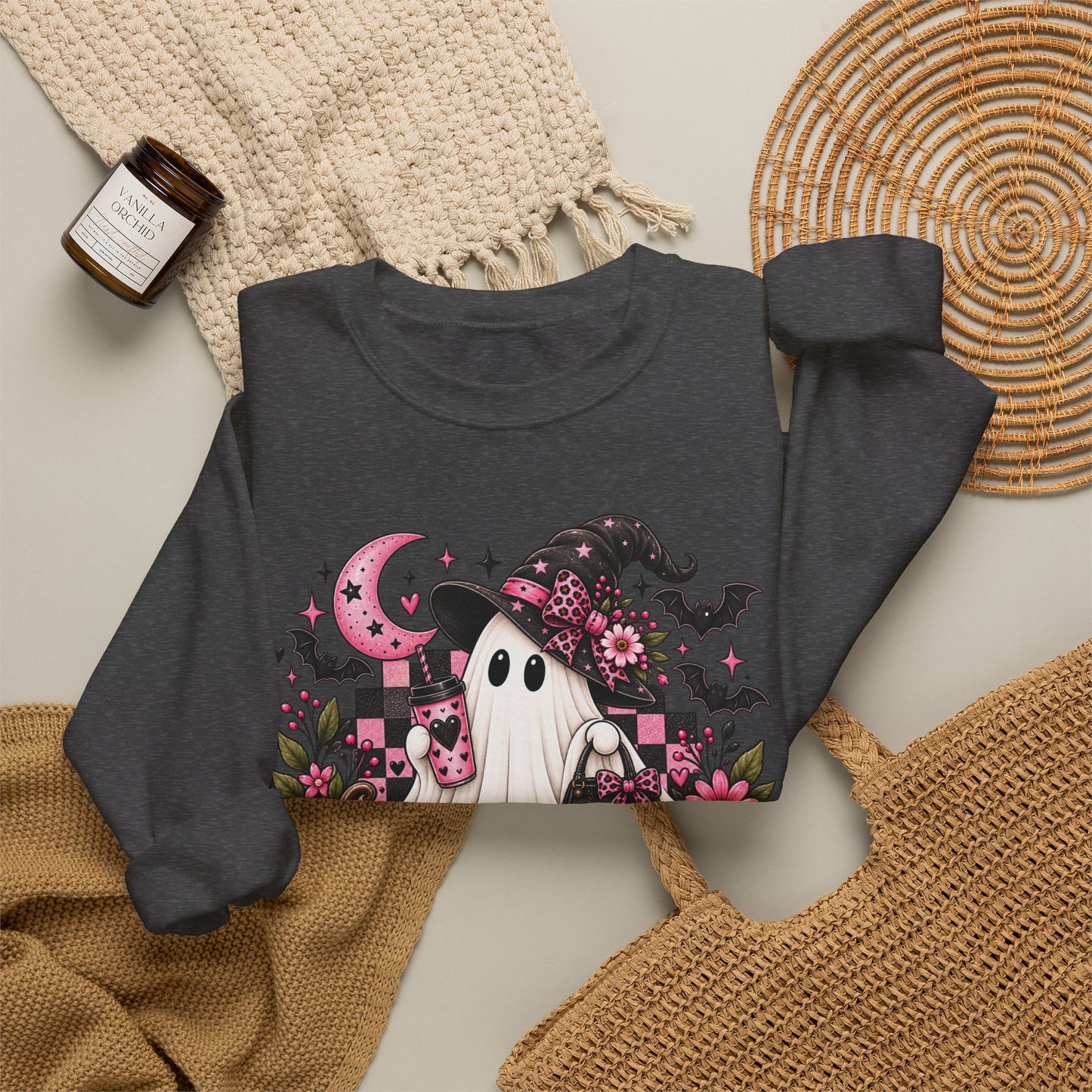 Ghost Witch Sweatshirt – Cute Pink Halloween Crewneck