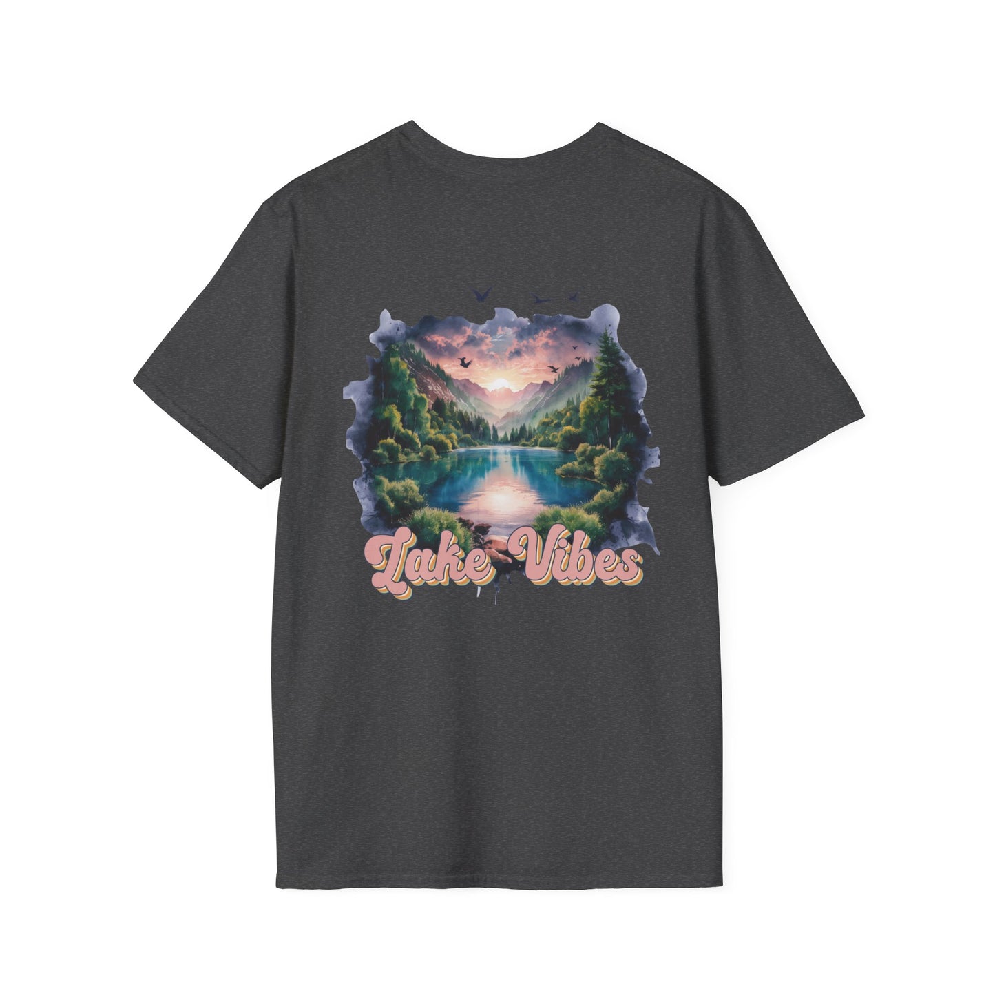 Lake Vibes T-Shirt — Pastel Scenic Watercolor Lake Tee