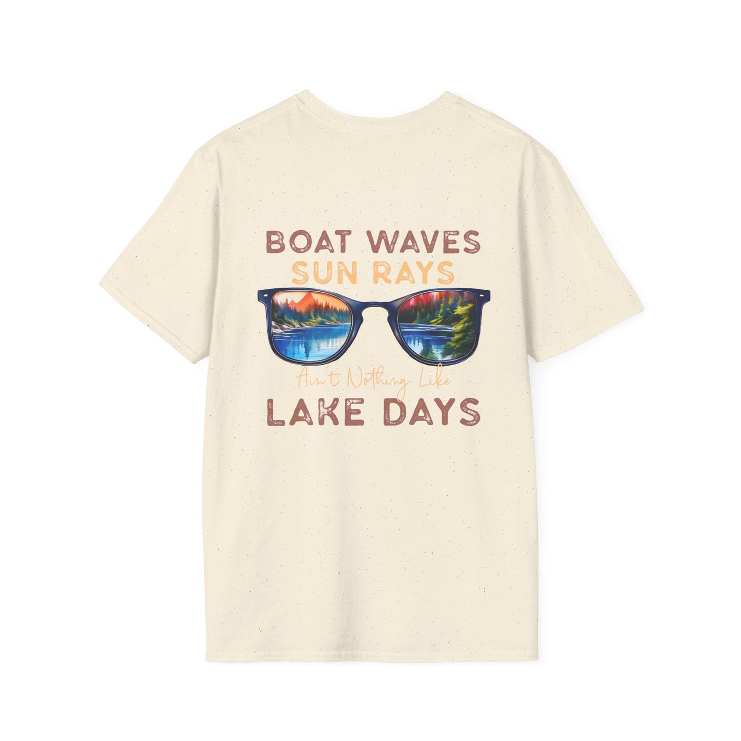 Lake View Sunglasses Tee — Boat, Waves & Sun Rays T-Shirt