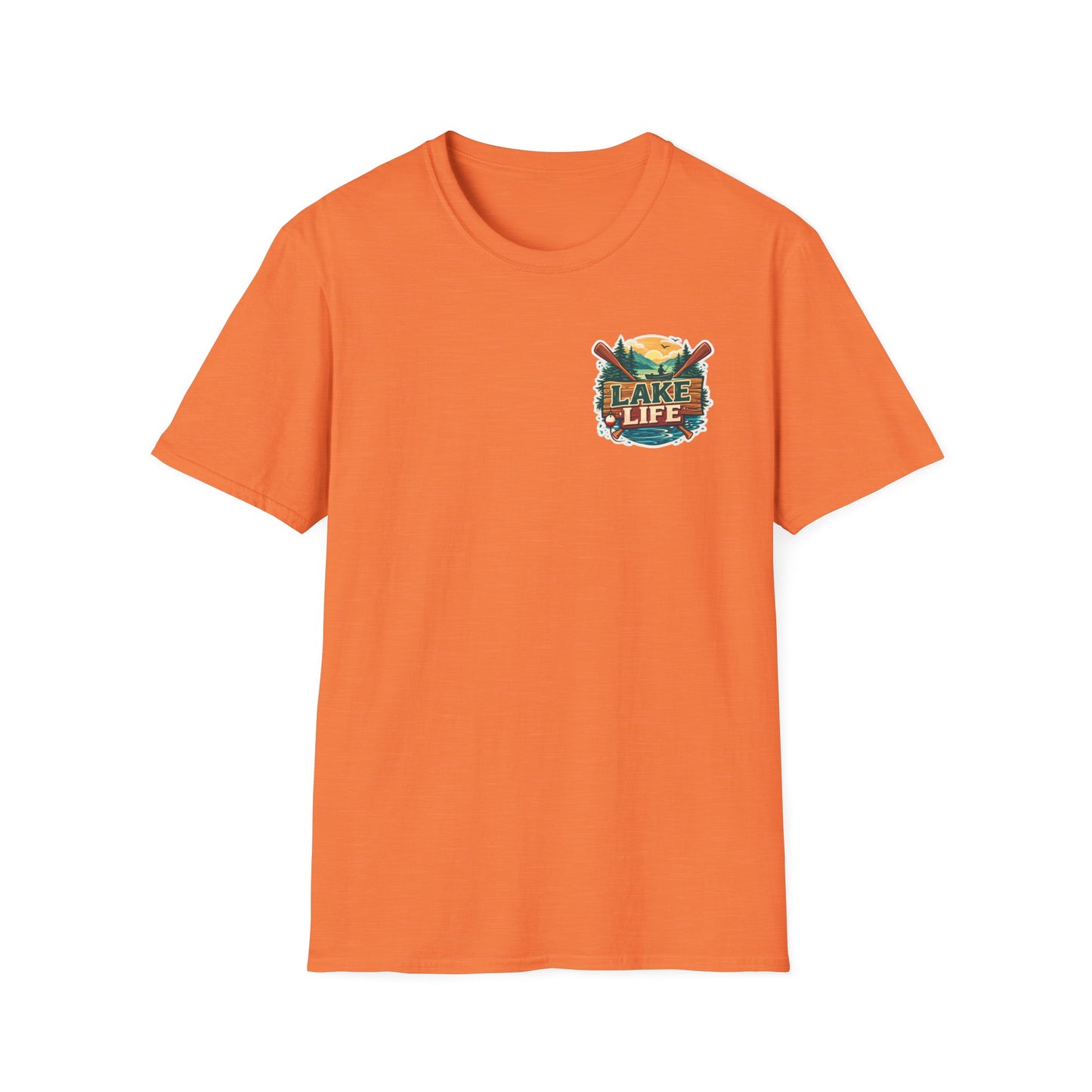 Lake Life T-Shirt — "Life Is Better at the Lake" Boat, Dock & Rocking Chair Design
