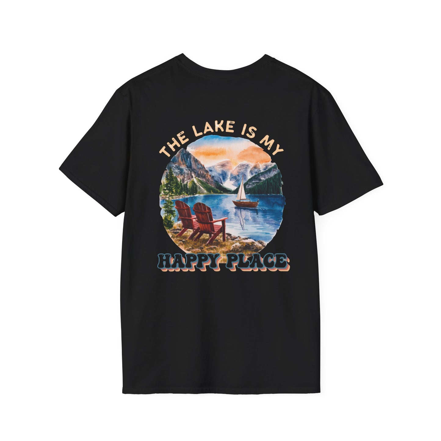 The Lake Is My Happy Place T-Shirt — Colorful Lake View Tee