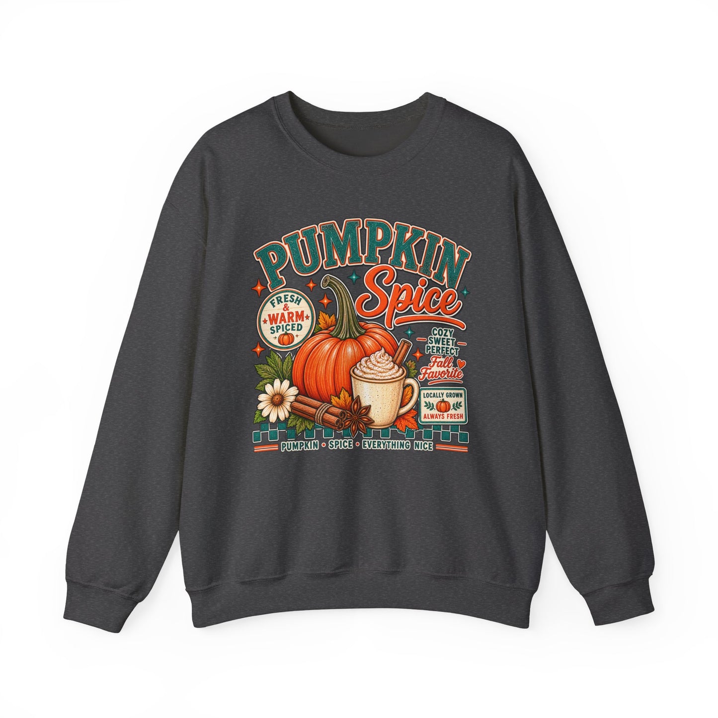 Pumpkin Spice Fall Sweatshirt — Cozy Pumpkin Latte Autumn Graphic