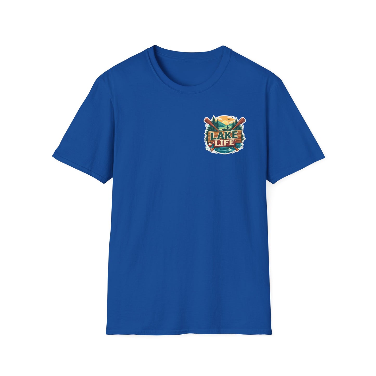 Lake Life T-Shirt — "Life Is Better at the Lake" Boat, Dock & Rocking Chair Design