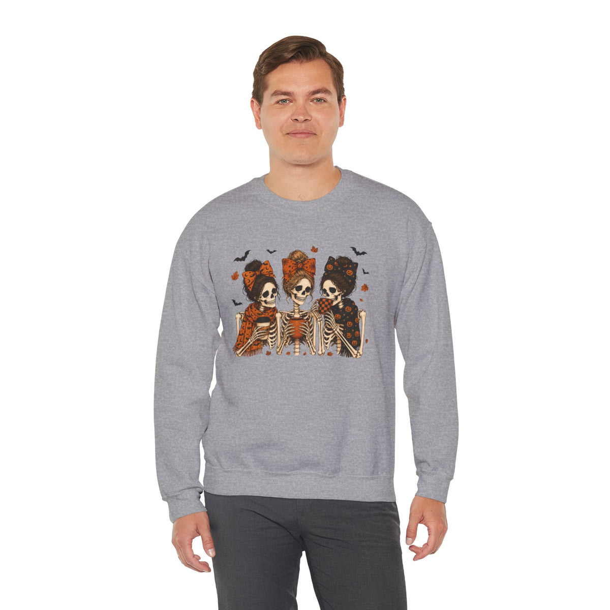 Skeleton Sisters Crewneck Sweatshirt — Halloween Day of the Dead Gothic Graphic