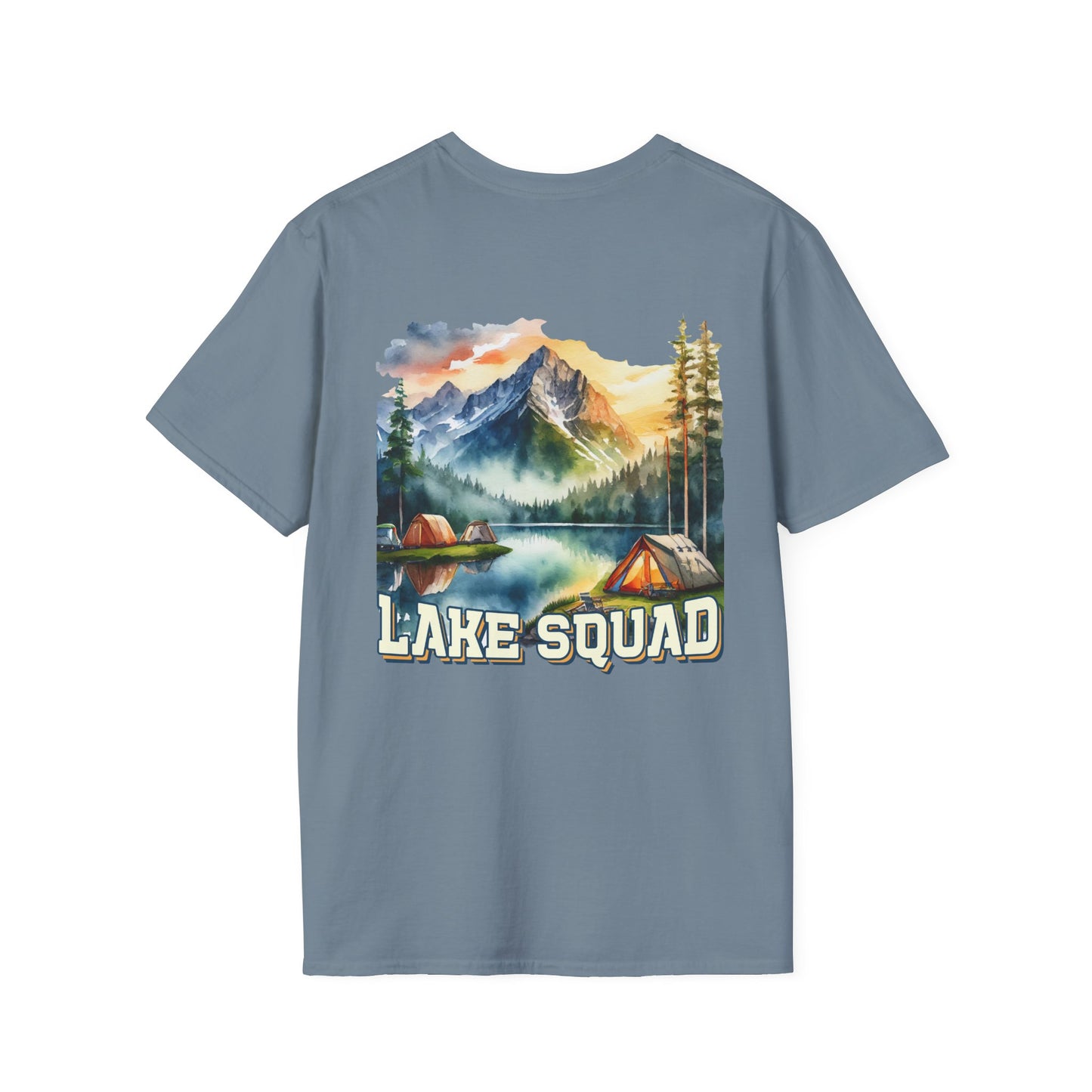 Lake Squad Camping T-Shirt — Scenic Mountain & Tent Outdoors Tee