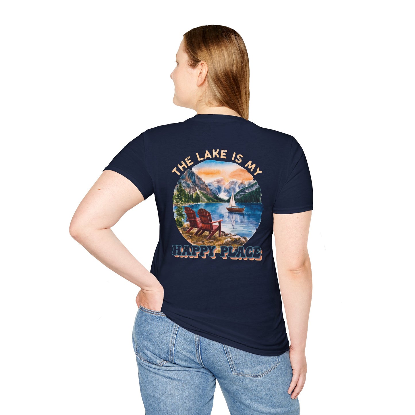The Lake Is My Happy Place T-Shirt — Colorful Lake View Tee