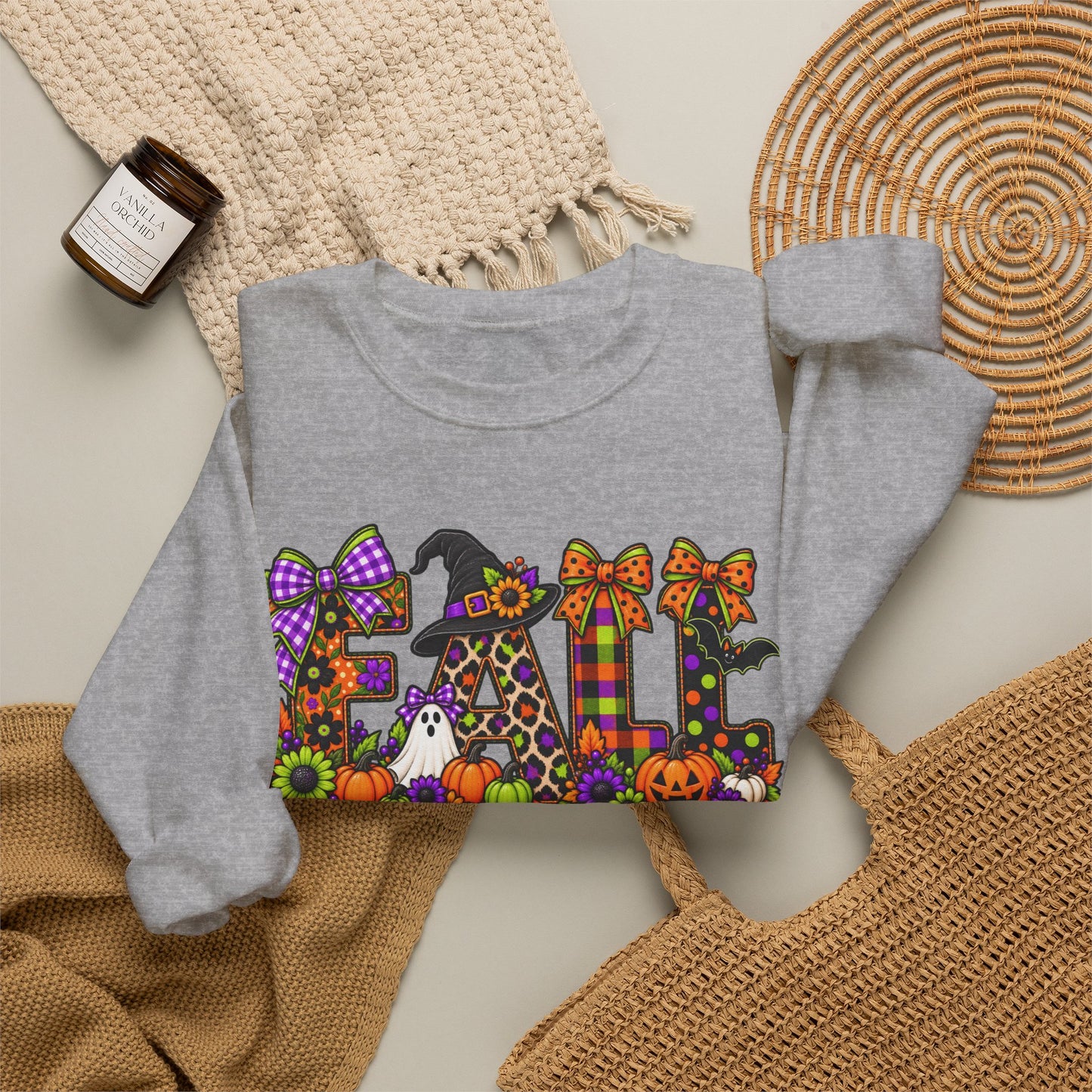 Halloween Fall Crewneck Sweatshirt — Cute Spooky Fall Graphic
