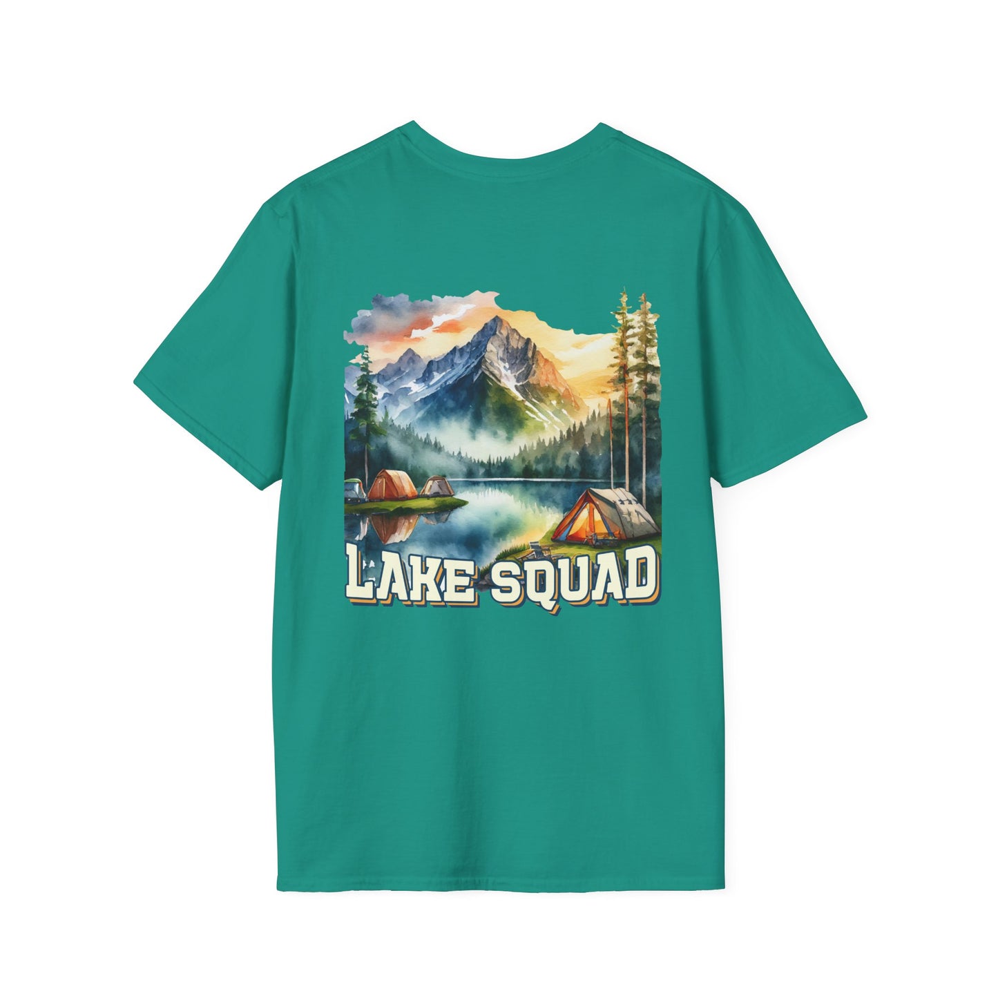 Lake Squad Camping T-Shirt — Scenic Mountain & Tent Outdoors Tee