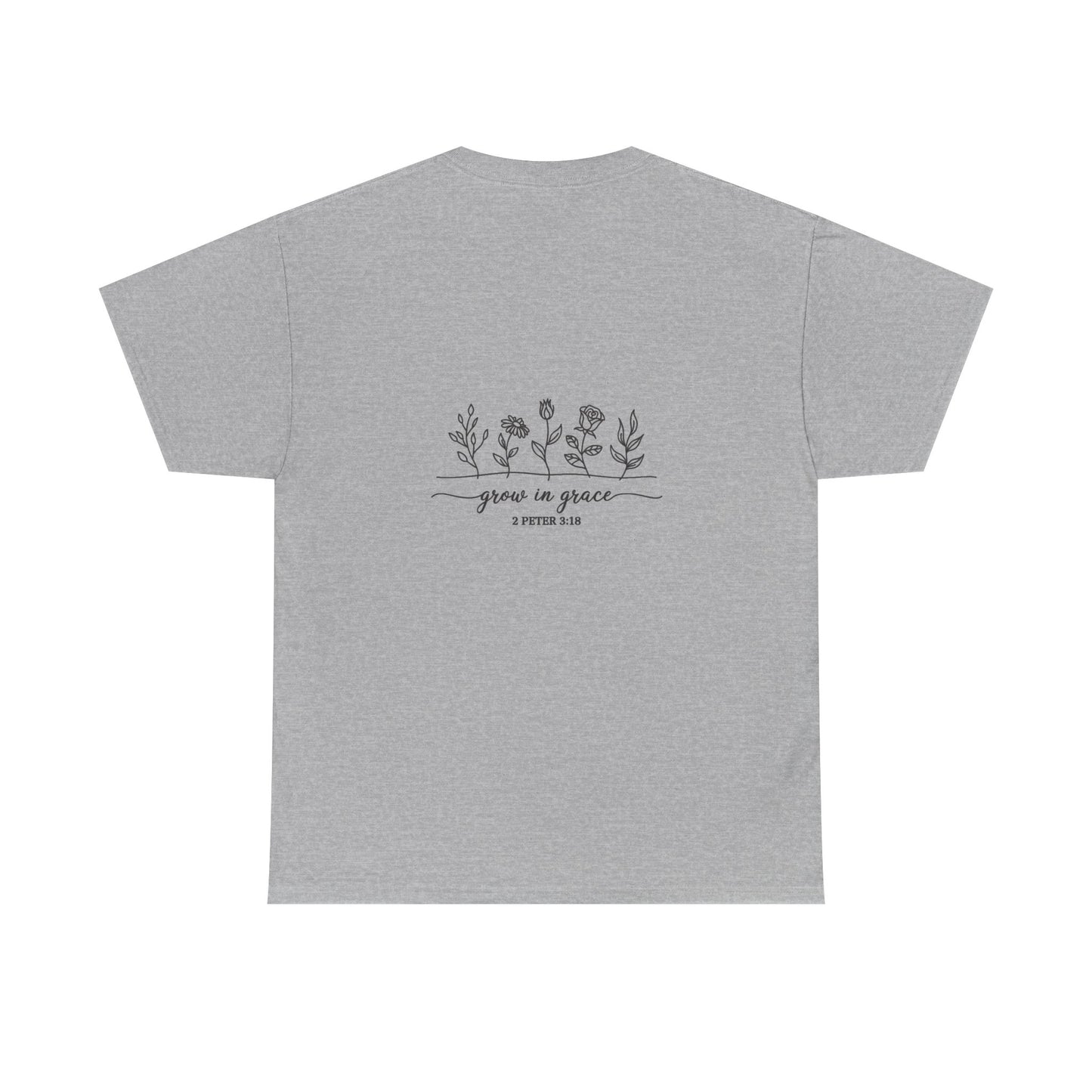 Floral 'Grow in Grace' Tee — Chest Heart & Back Wildflower Design