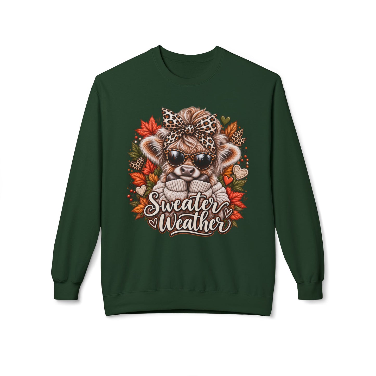 Sweater Weather Bear Crewneck Sweatshirt | Autumn Leaves, Leopard Headband