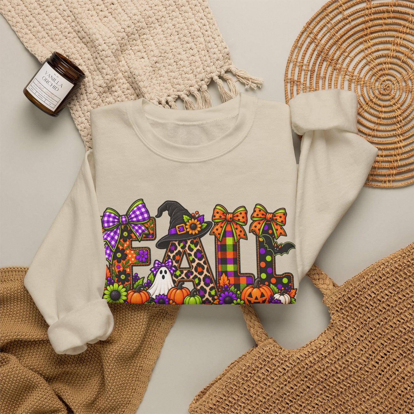 Halloween Fall Crewneck Sweatshirt — Cute Spooky Fall Graphic