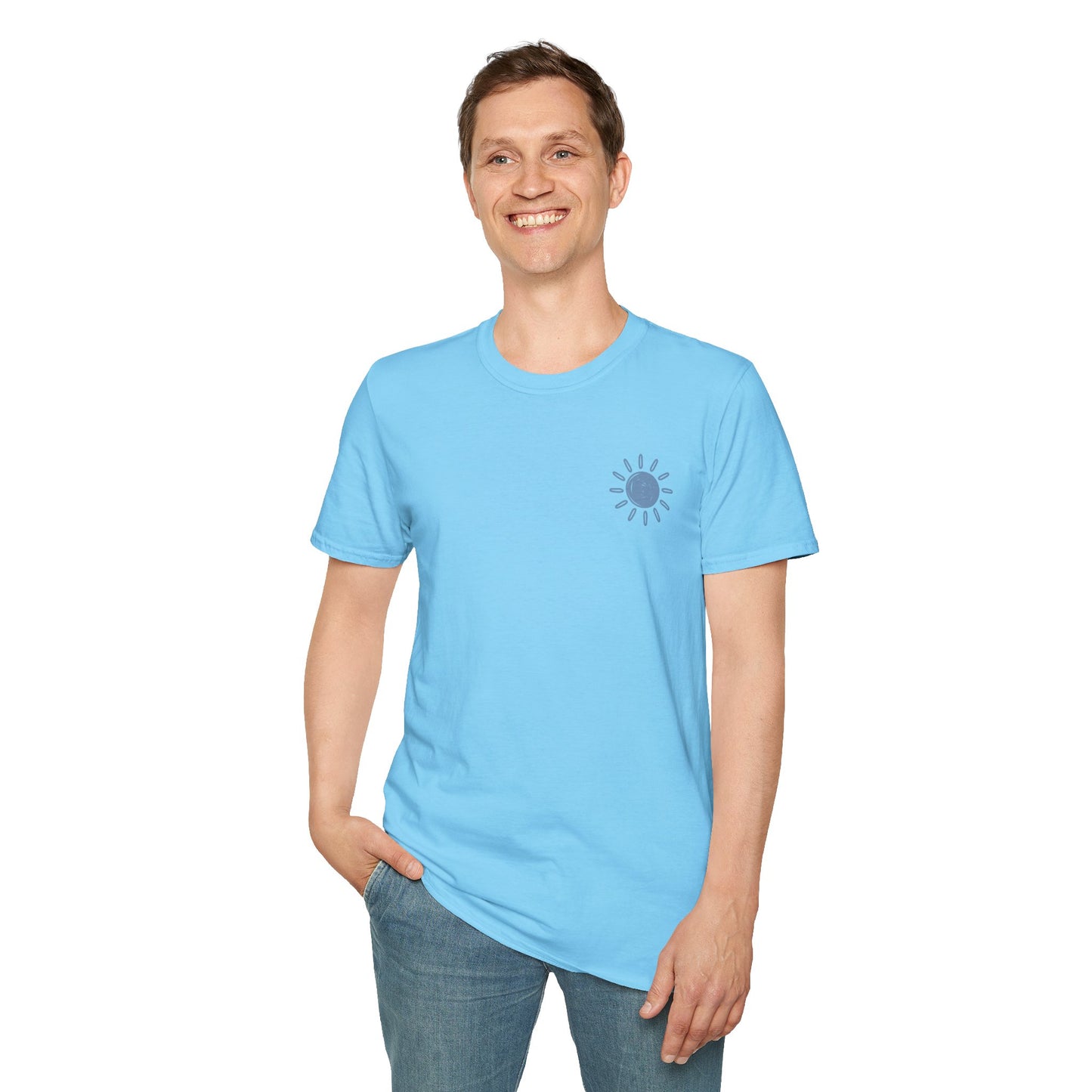Sunshine & Lake Water Sunset T-Shirt — Boat on Lake View