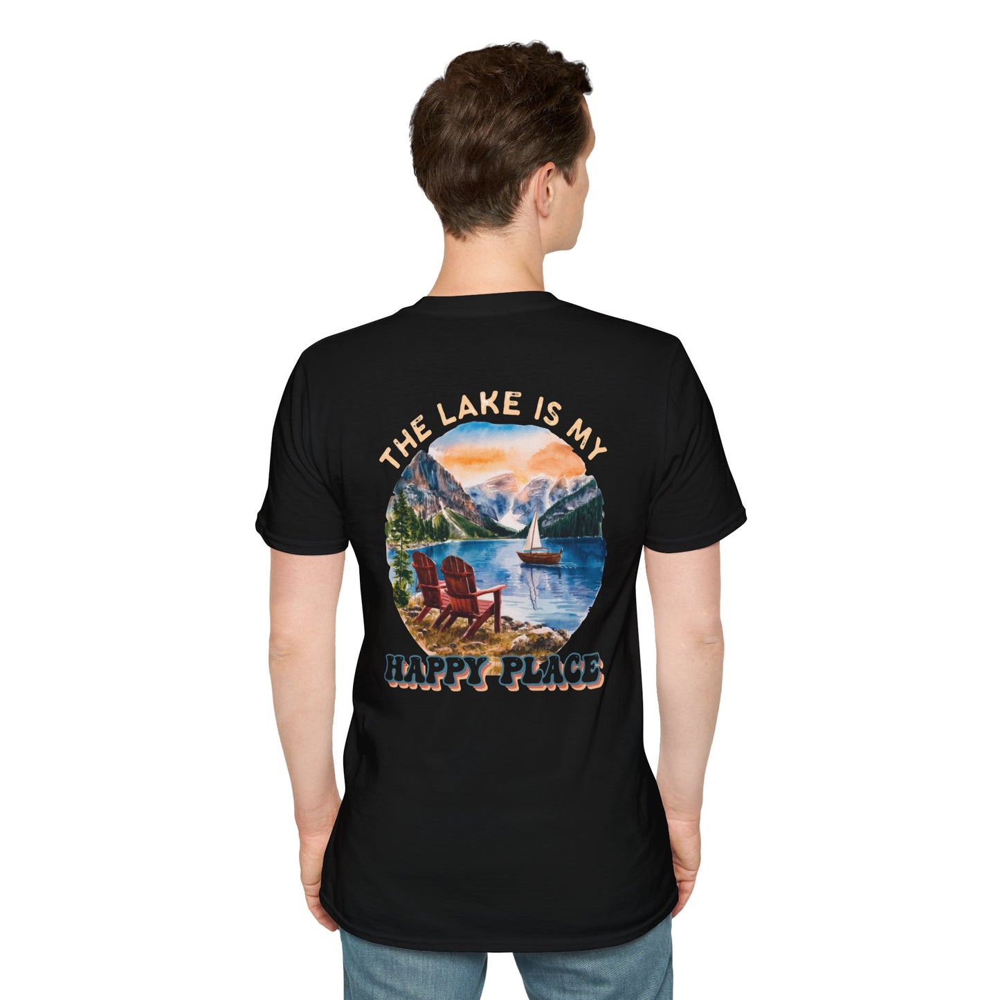 The Lake Is My Happy Place T-Shirt — Colorful Lake View Tee