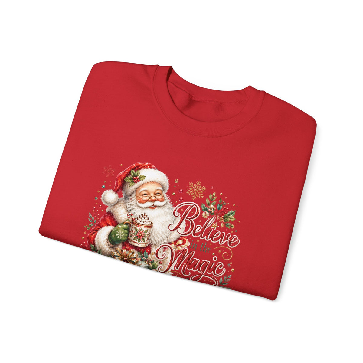 Believe in the Magic of Christmas Sweatshirt | Vintage Santa Christmas Crewneck for Women