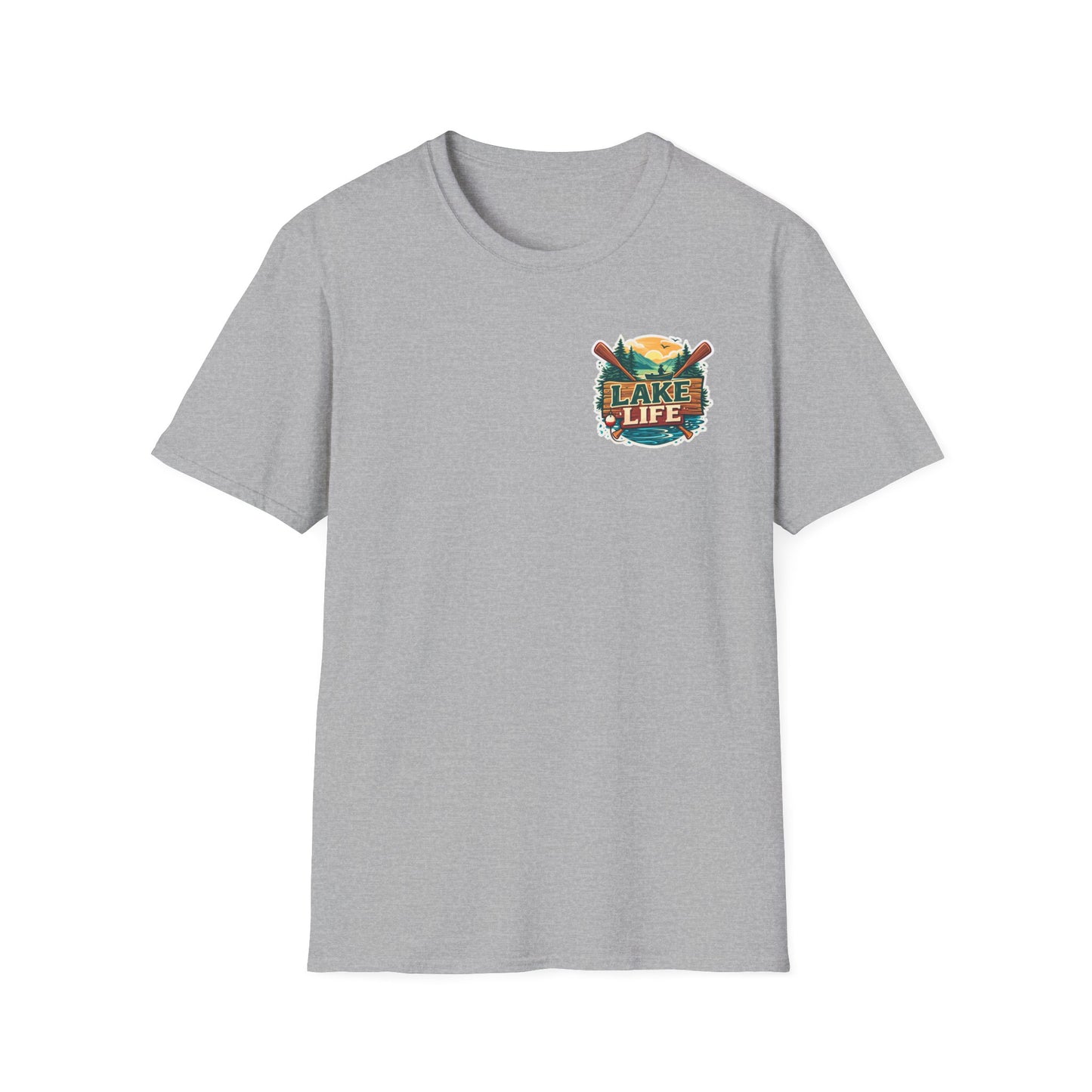 Lake Life T-Shirt — "Life Is Better at the Lake" Boat, Dock & Rocking Chair Design