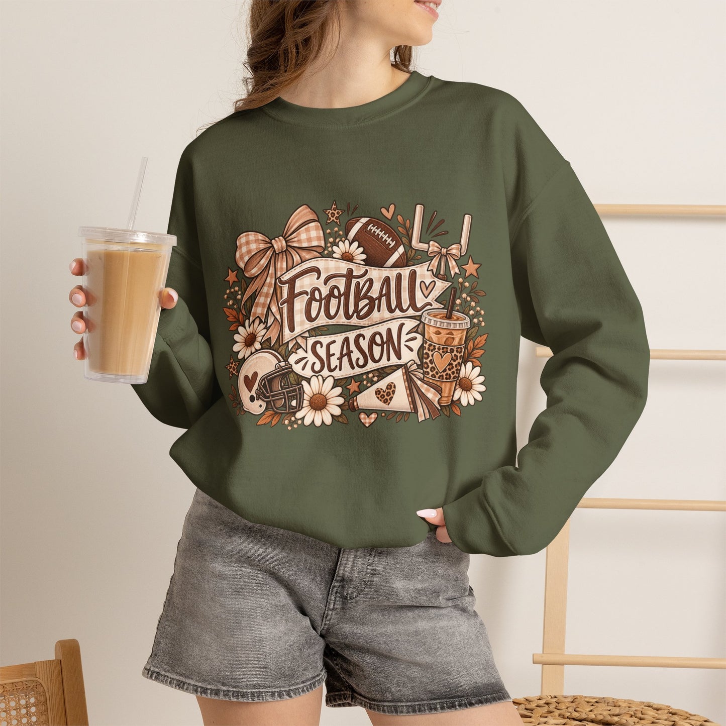 Football Season Crewneck Sweatshirt — Autumn Tailgate Graphic