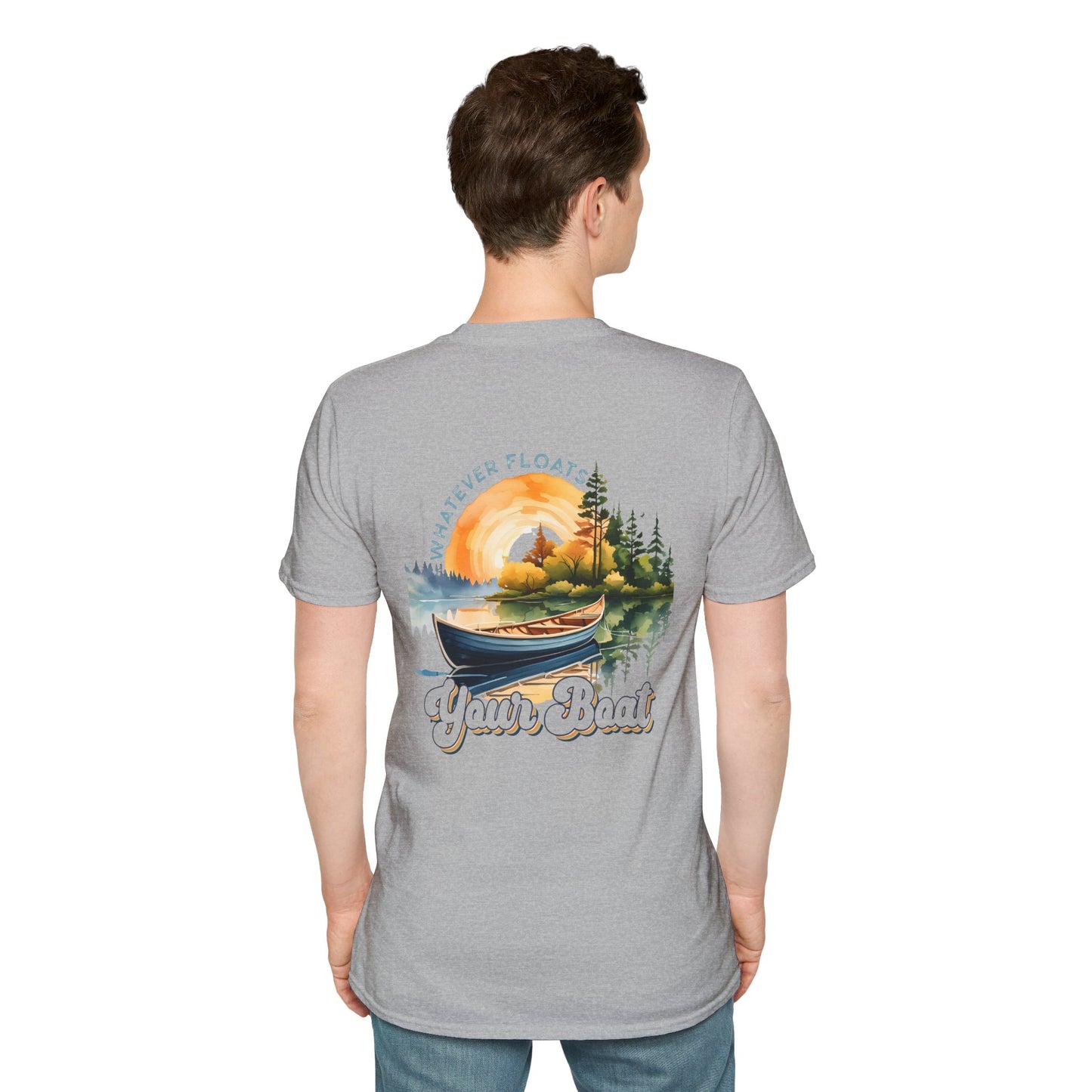 Boat Graphic T-Shirt — 'Whatever Floats Your Boat' Vintage Lake Sunset Tee