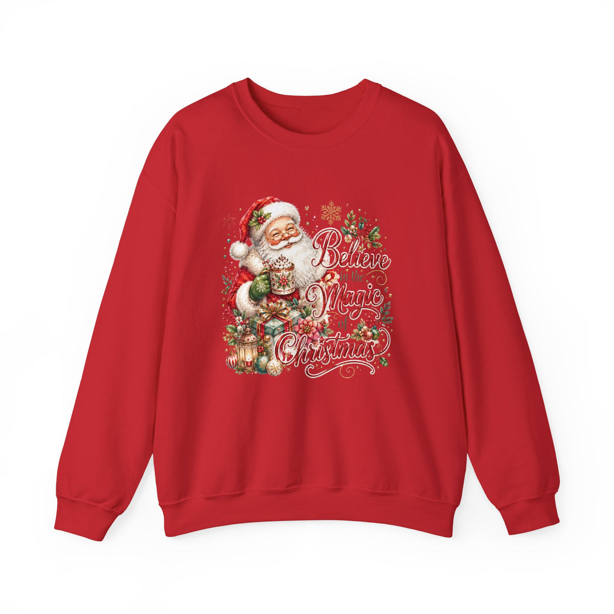Believe in the Magic of Christmas Sweatshirt | Vintage Santa Christmas Crewneck for Women