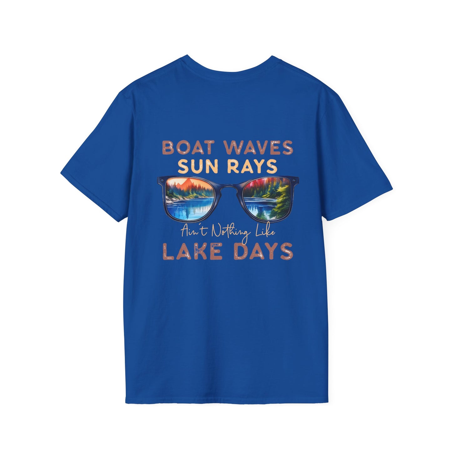 Lake View Sunglasses Tee — Boat, Waves & Sun Rays T-Shirt