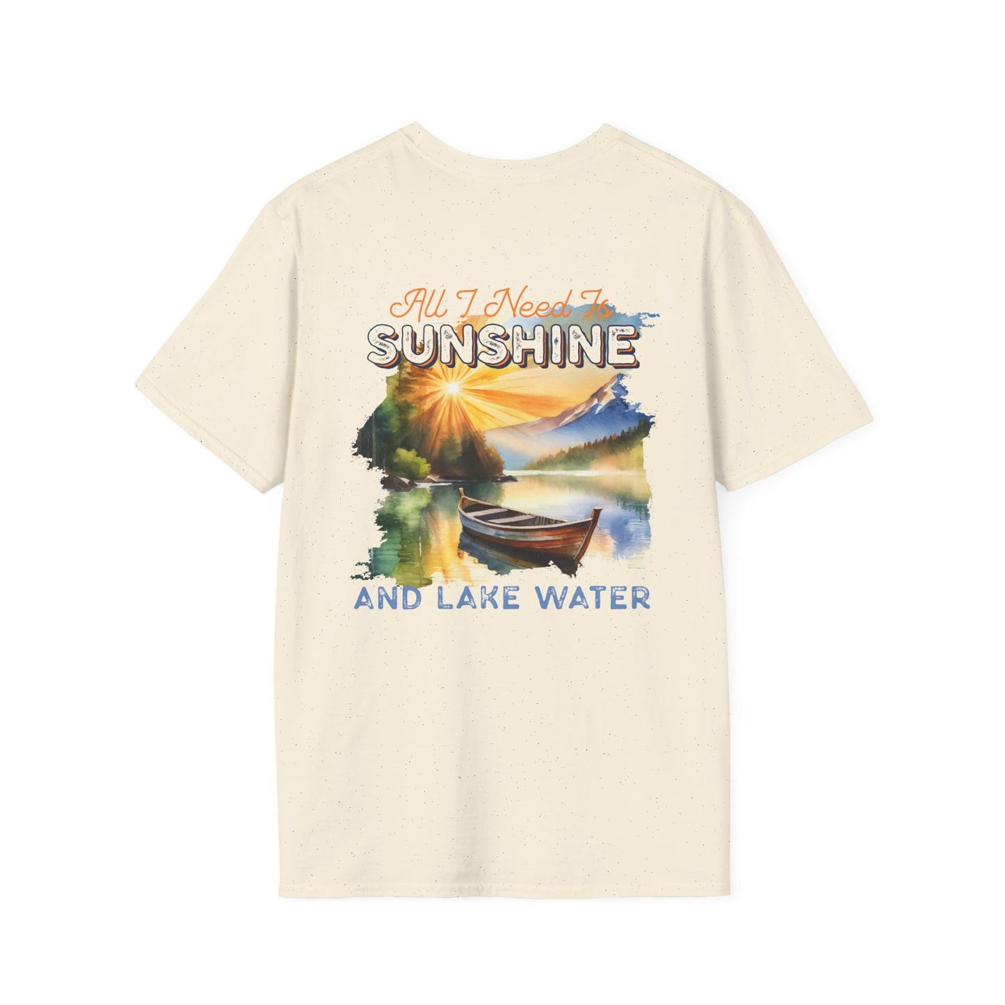 Sunshine & Lake Water Sunset T-Shirt — Boat on Lake View