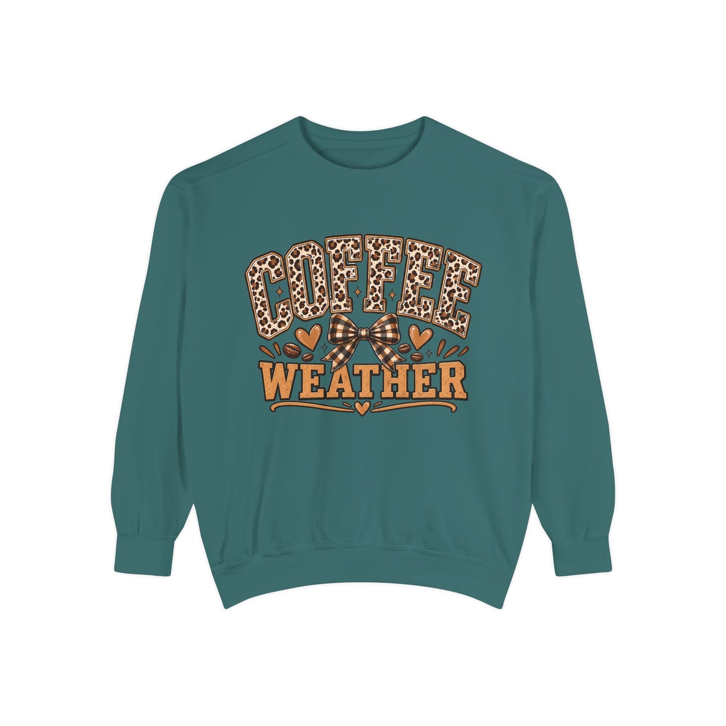 Coffee Weather Sweatshirt | Leopard Print, Hearts, Cozy Fall Tee