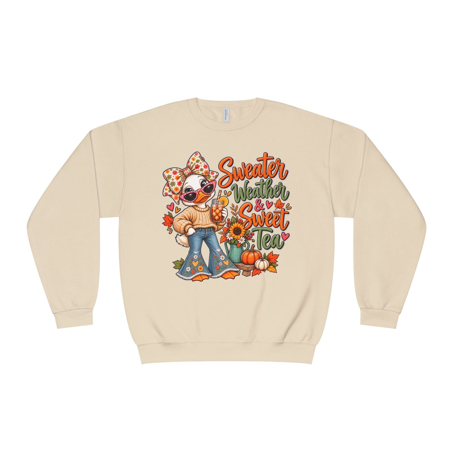 Fall Sweater Weather Crewneck Sweatshirt – Cute Pumpkin & Sunflower Graphic