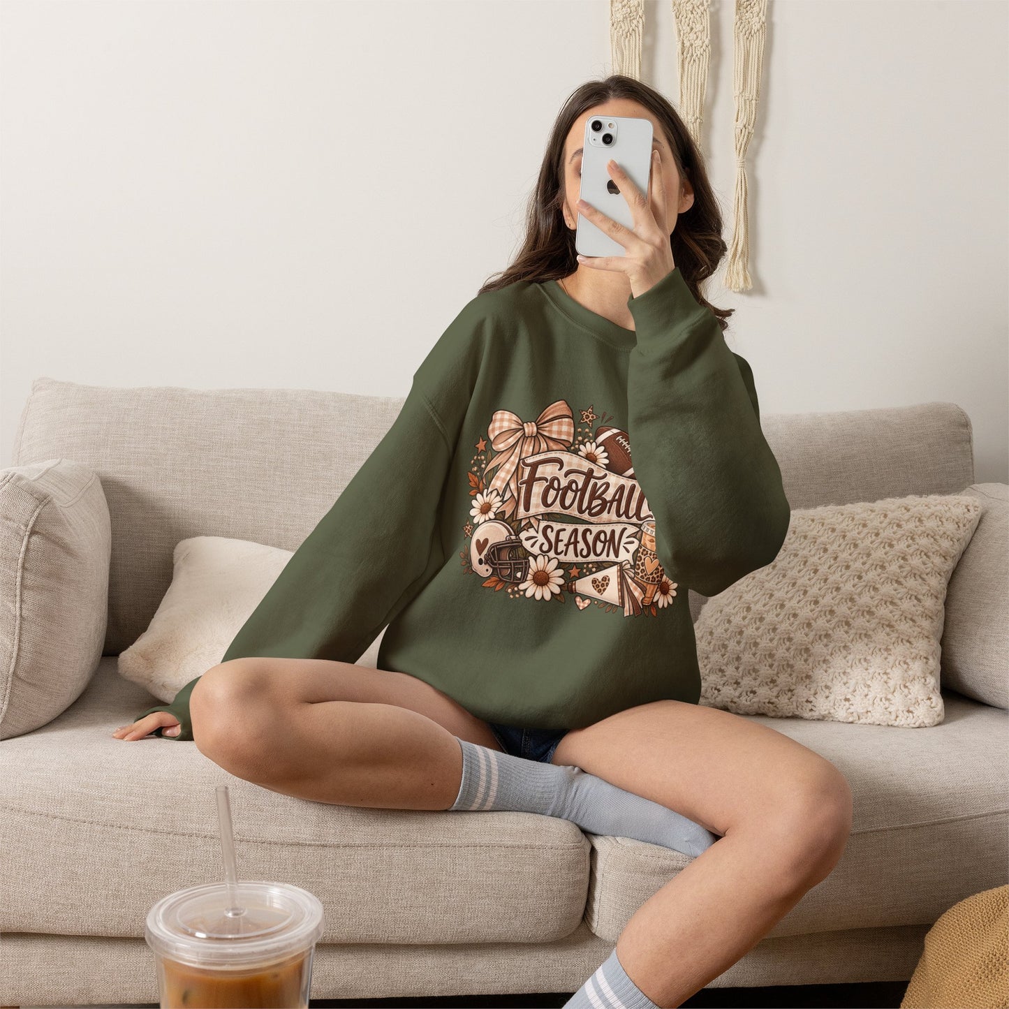 Football Season Crewneck Sweatshirt — Autumn Tailgate Graphic